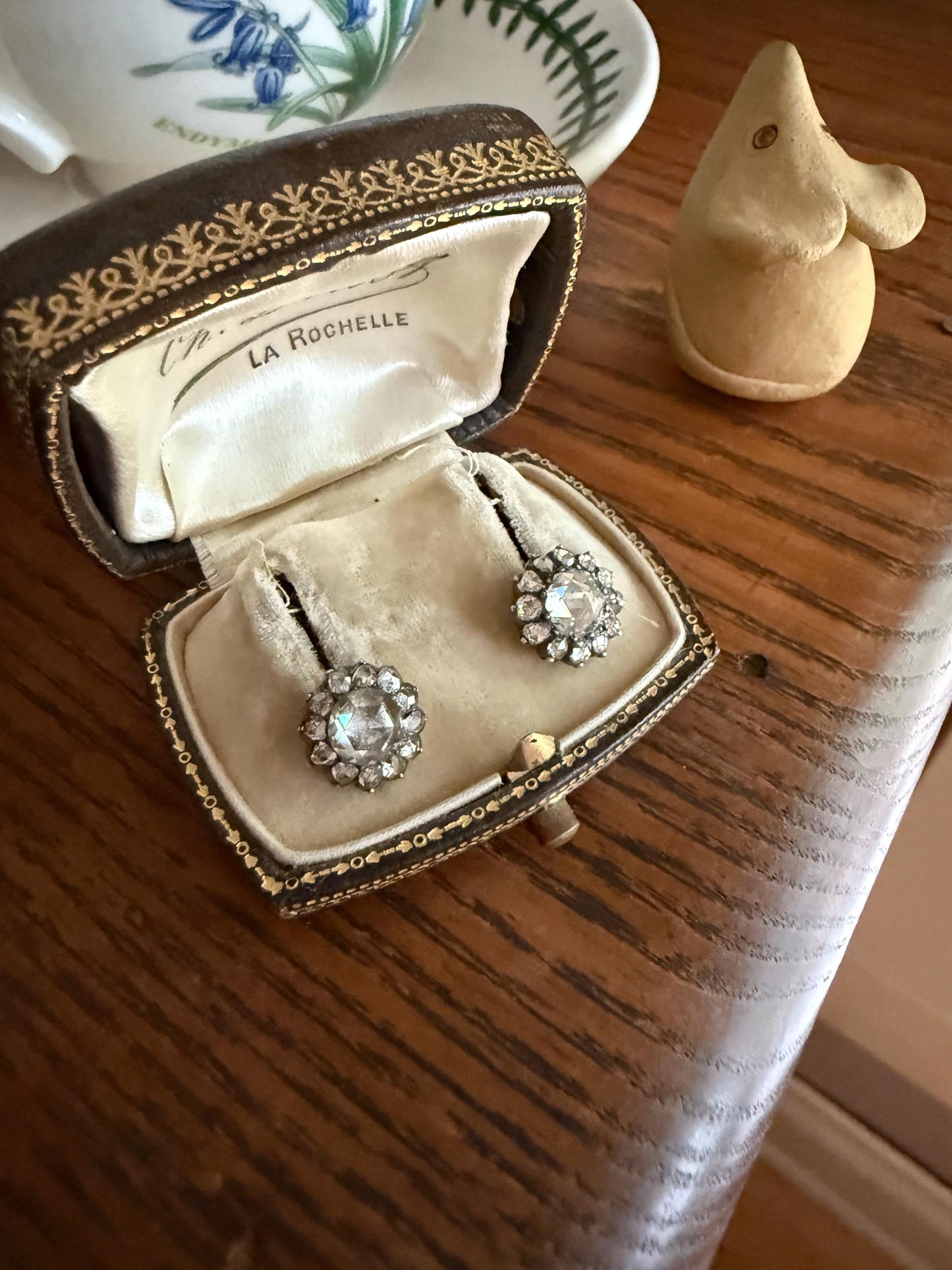 Gorgeous Rose Cut DIAMOND Cluster Stud Earrings Domed Disco Balls w/ Halo 14k Gold Silver Chunky Foiled Stones A+ Rainbow Glitter
