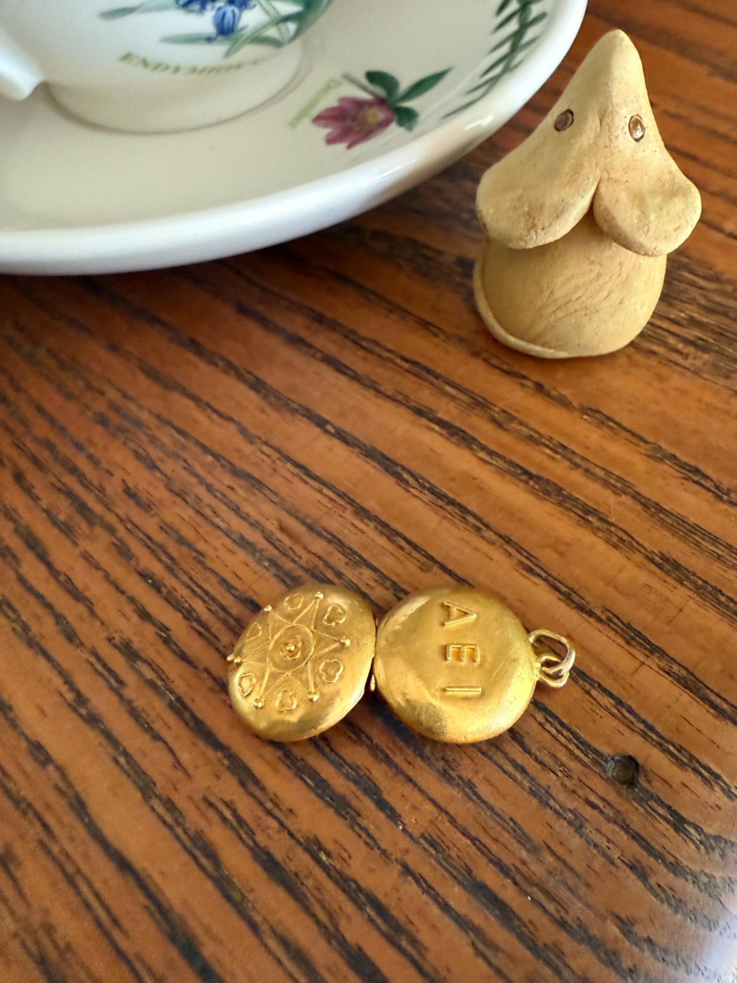 REVERSIBLE Star Rivet AEI Amity Eternity Infinity Antique c1863 Chubby Mourning Locket Pendant 18k Gold Solid Engraved