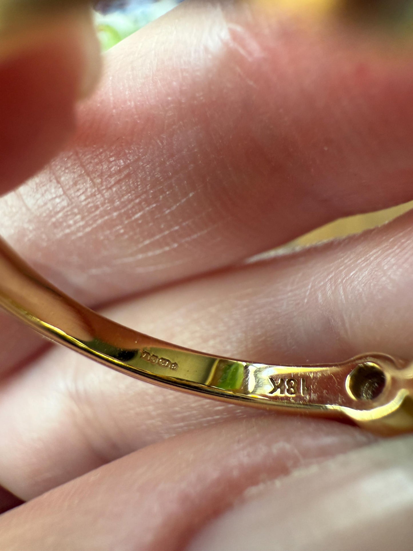 Seven Stone Open Backed Rose Cut DIAMOND Half Hoop Eternity 18k Gold Ring Stacker Tall Antique Style Splayed Skinny Wedding Anniversary Gift