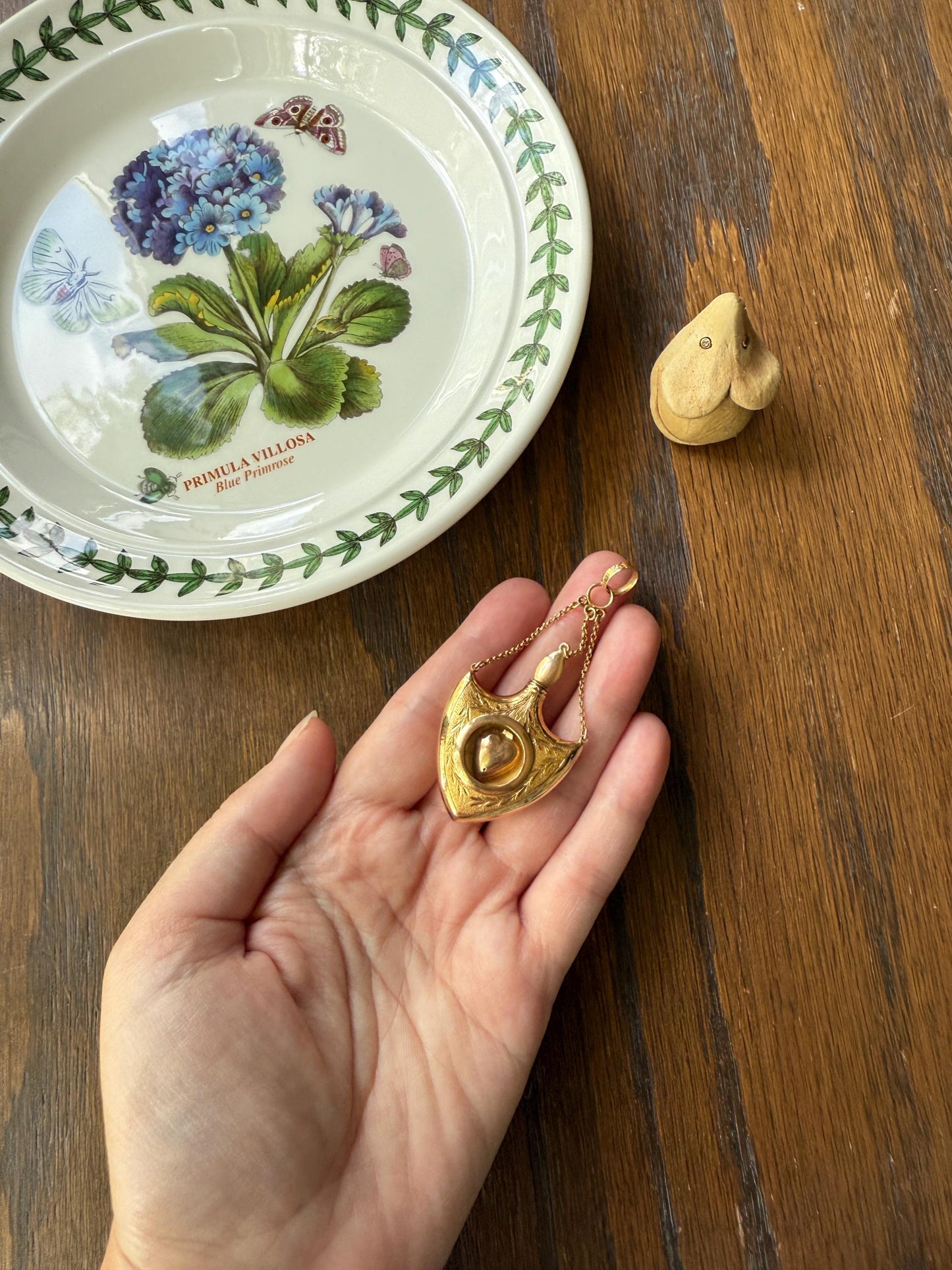 SHIELD w/ HEART Locket Georgian Era Antique FLASK Pendant Figural 18k Gold Large Swedish Vinaigrette w/ Stopper Unique Love Gift Victorian