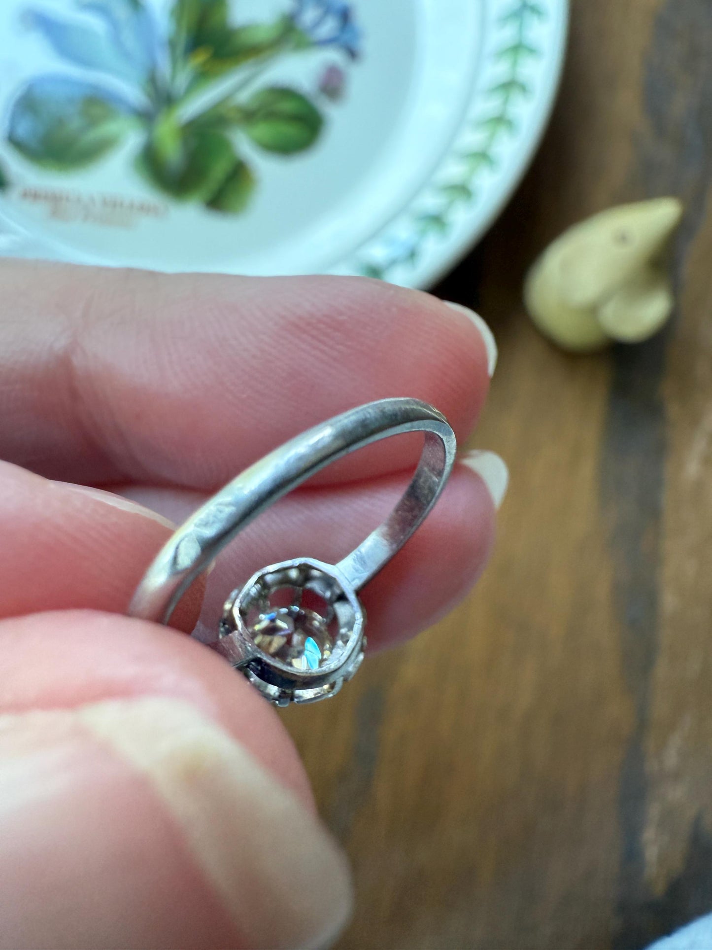 CHAMPAGNE Old European Cut DIAMOND Eye Clean .5 Carat Antique Solitiare Ring Fancy Light Brown French Platinum Skinny Band Engagement OEC