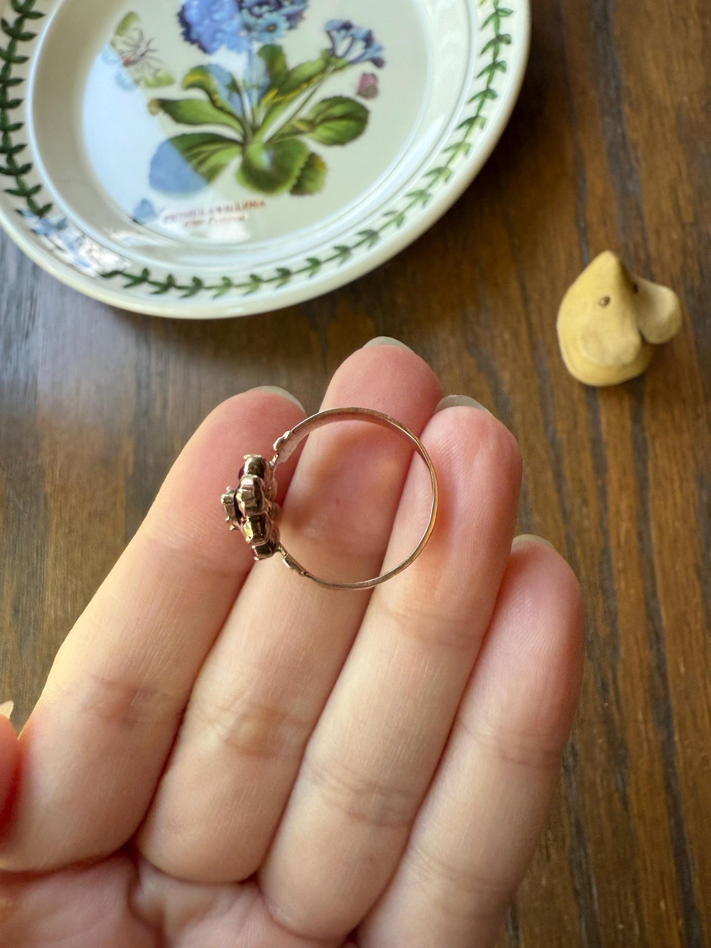 Perpignan GARNET Marquise Navette French Victorian Antique Rose Cut Cluster Ring 18k Gold Belle Epoque Juicy Berry Pink Purple Glow Gift