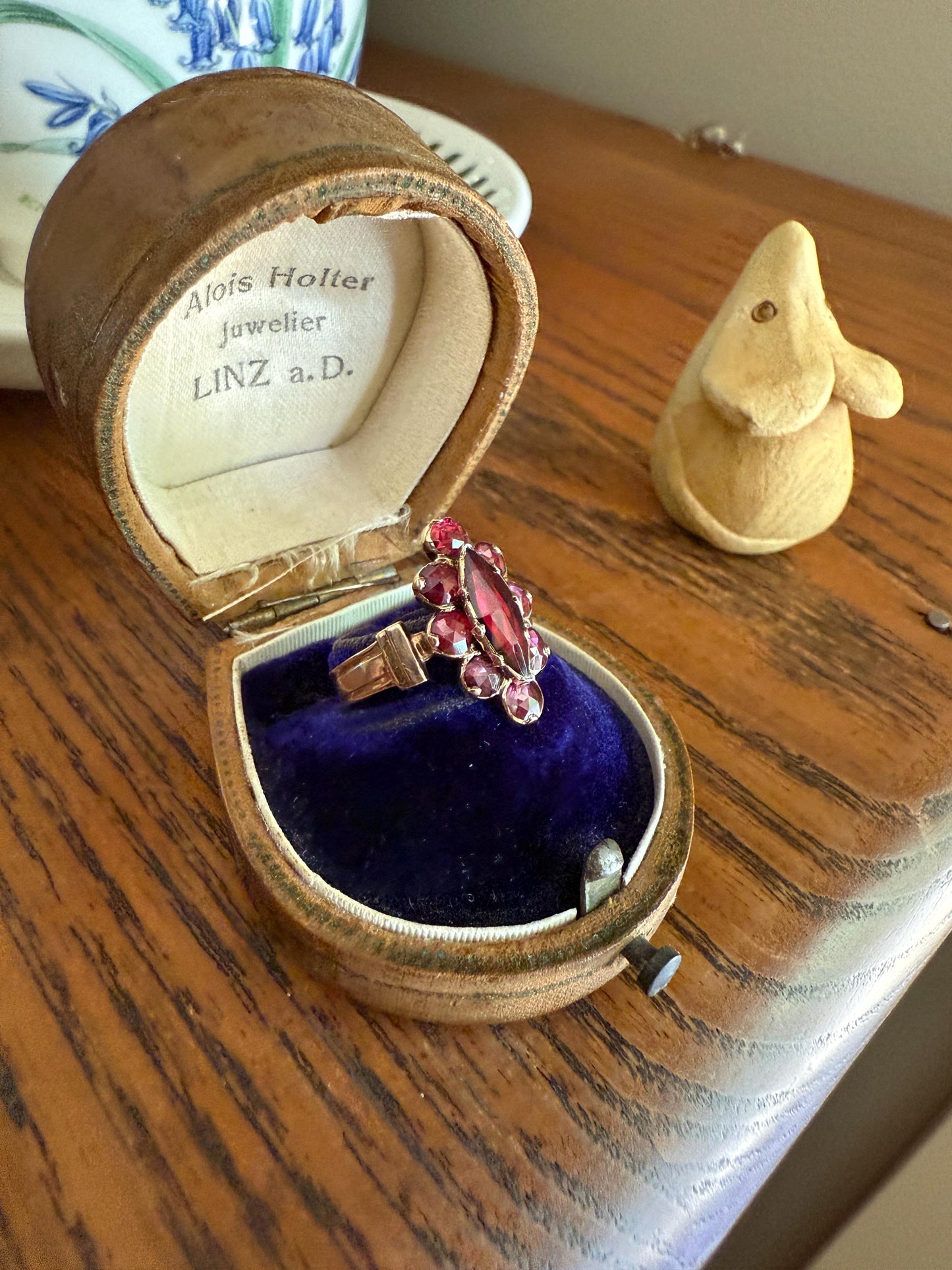Perpignan GARNET Marquise Navette French Victorian Antique Rose Cut Cluster Ring 18k Gold Belle Epoque Juicy Berry Pink Purple Glow Gift