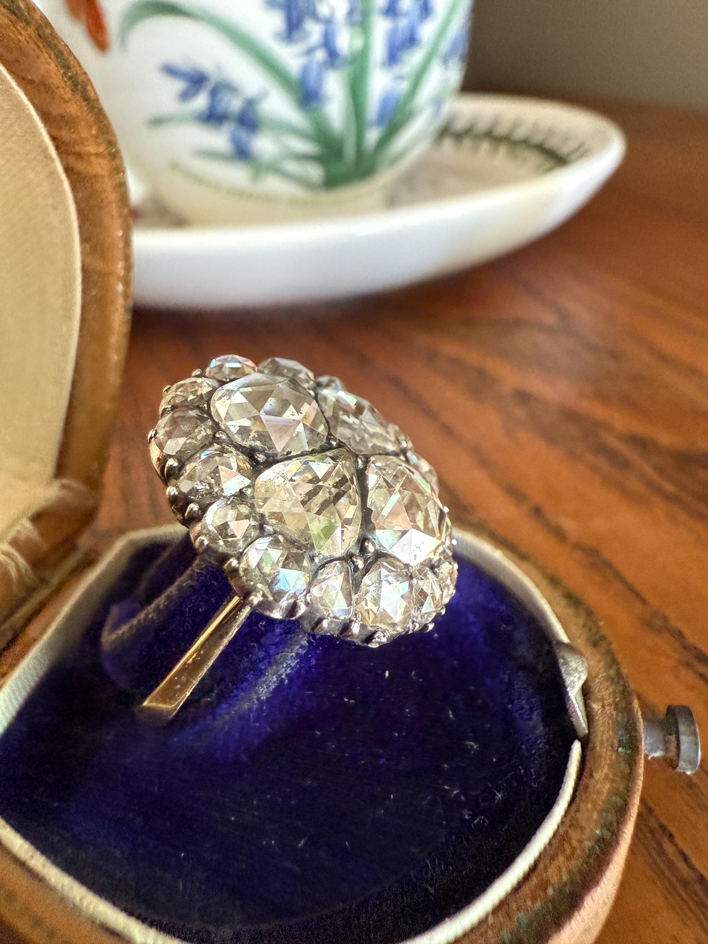 Stunning Antique 6 Carat Scale Dutch Rose Cut DIAMOND 14k Gold Silver Cluster Chunky Pear Stacker Rare Bauble Fiery Disco Ball