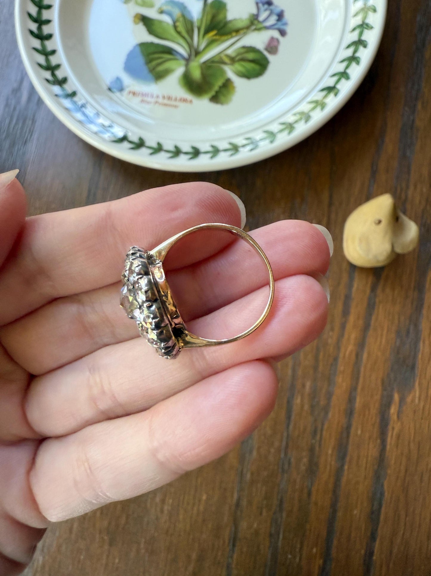 Stunning Antique 6 Carat Scale Dutch Rose Cut DIAMOND 14k Gold Silver Cluster Chunky Pear Stacker Rare Bauble Fiery Disco Ball