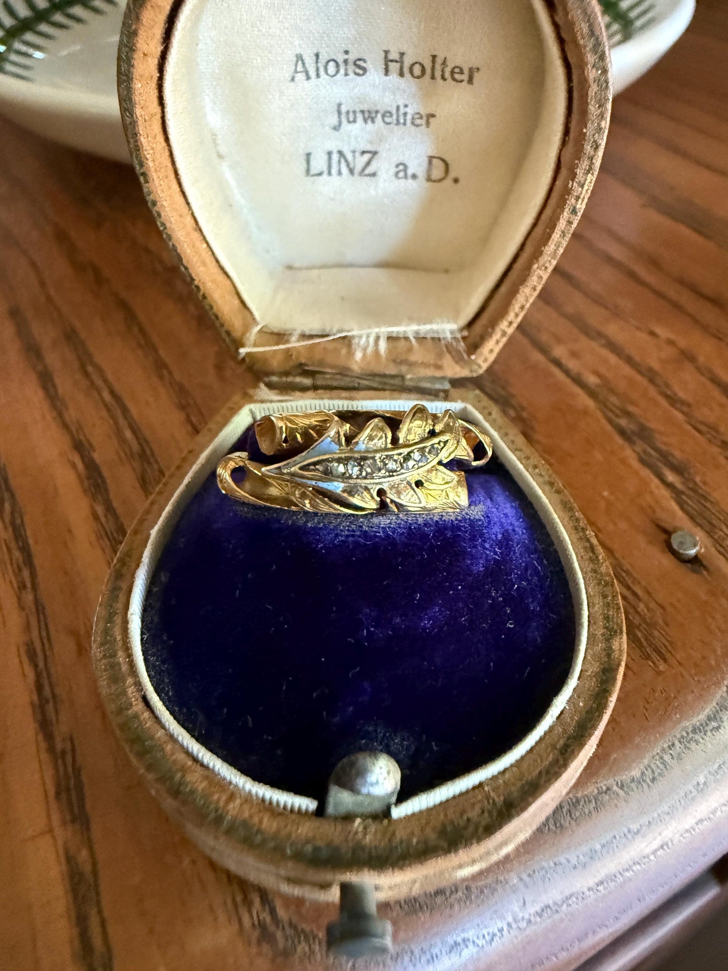 BRANCH Vine Leaf Wood Tree Rose Cut Diamonds Figural Victorian Band 14k Gold Figural Ring Comfort Fit 3D Donut Stacker Band Sentimental Gift