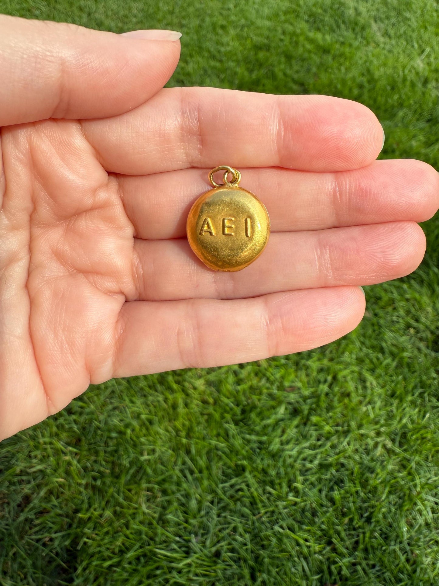 REVERSIBLE Star Rivet AEI Amity Eternity Infinity Antique 1863 Chubby Mourning Locket Pendant 18k Gold Solid Glowing Engraved Rome Victorian