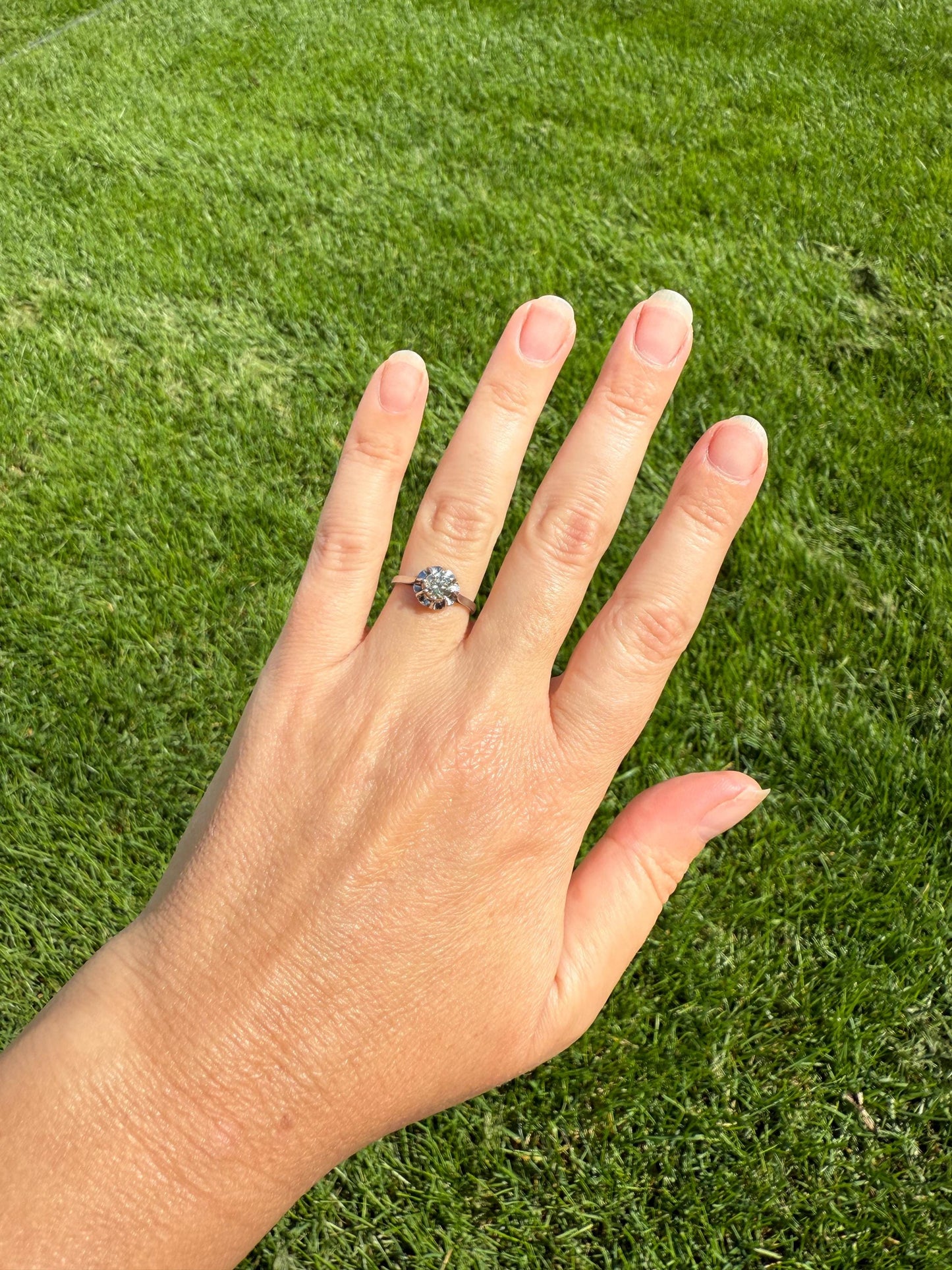 CHAMPAGNE Old European Cut DIAMOND Eye Clean .5 Carat Antique Solitiare Ring Fancy Light Brown French Platinum Skinny Band Engagement OEC