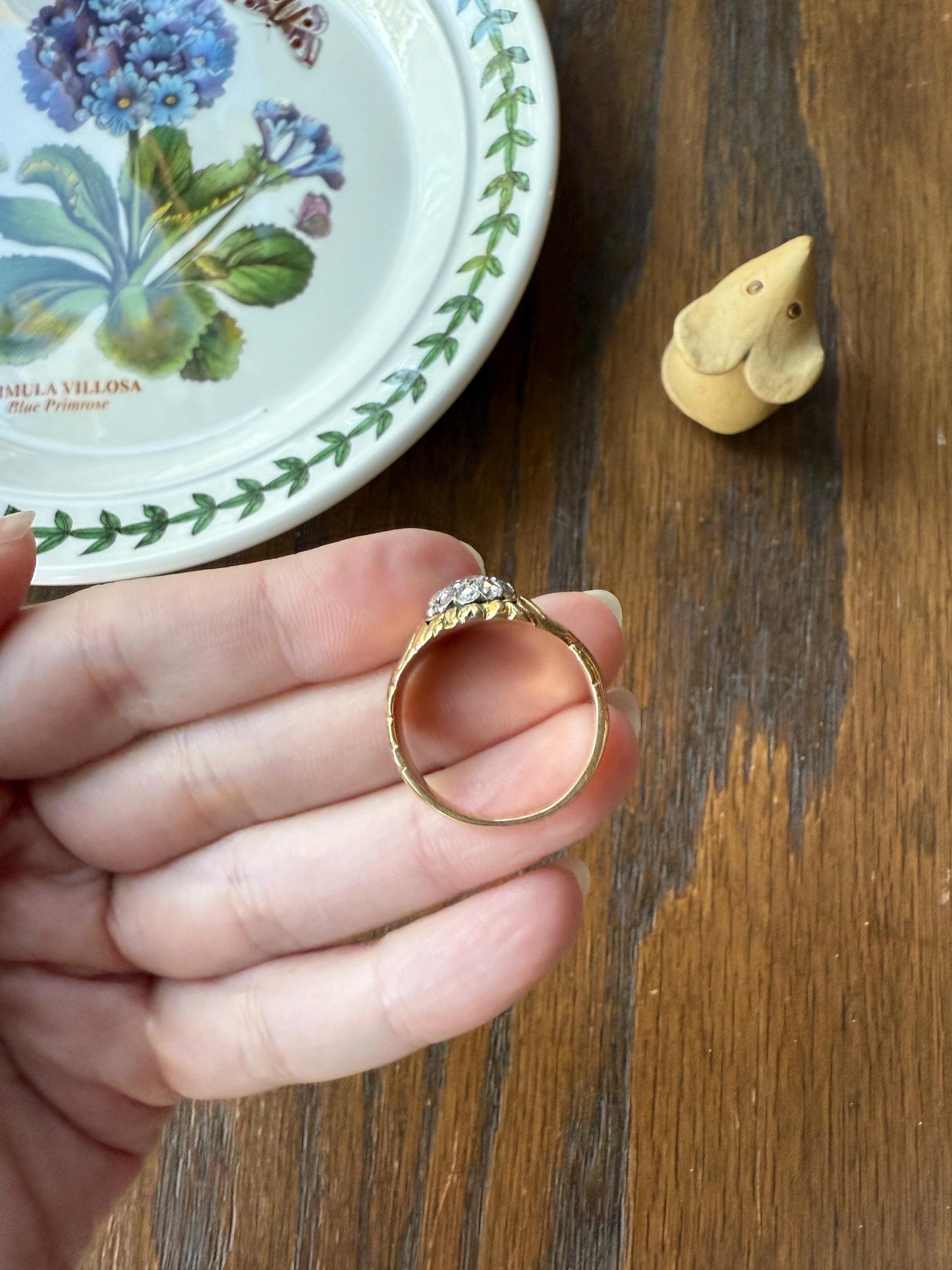 Chunky ANTIQUE Rose Cut Diamond Daisy Cluster Wide Band Heavy 18k Gold Gypsy Georgian Victorian Signet Man or Unisex Face Up 1 Carat Pink