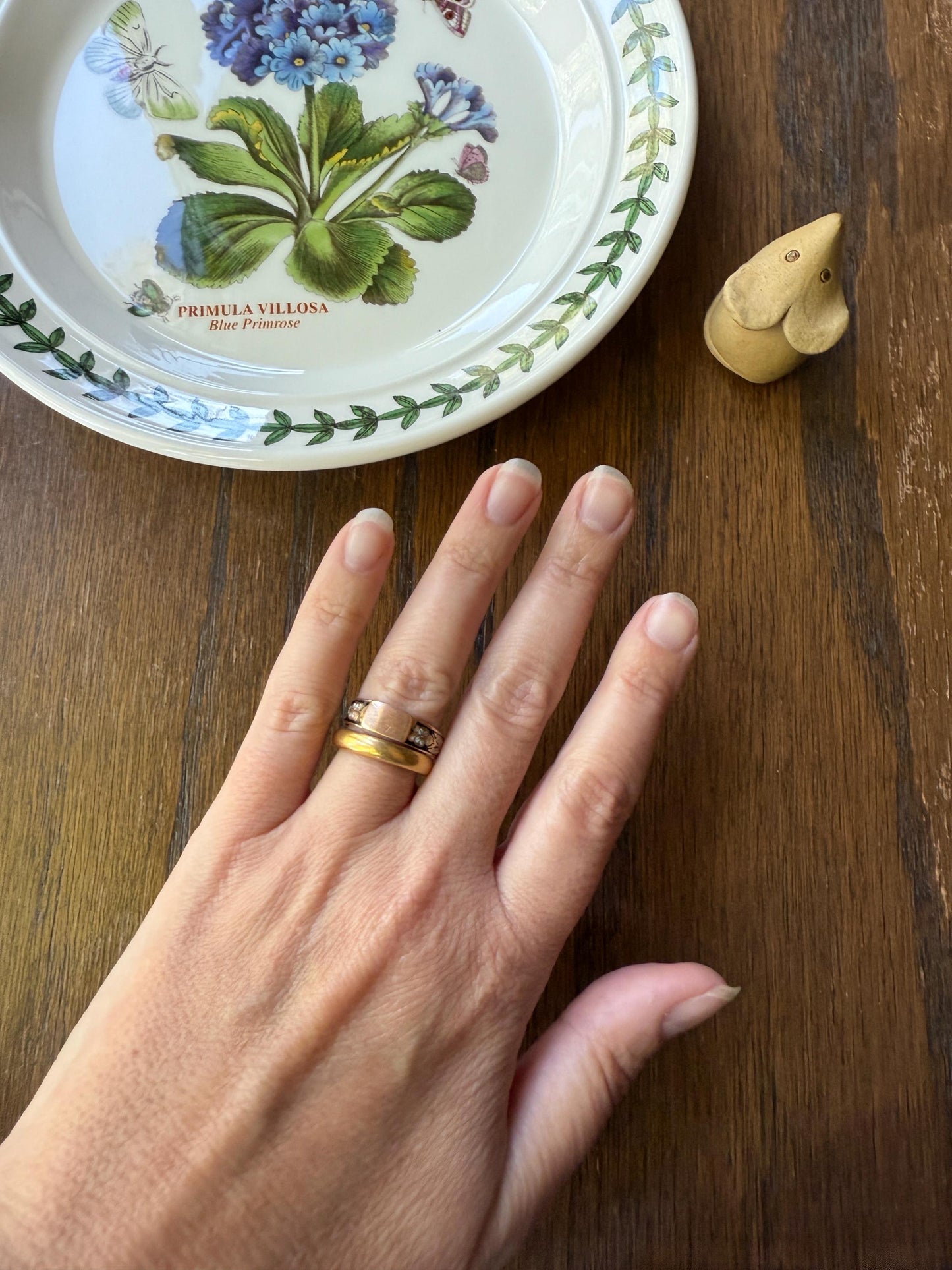 PANSY Antique FRENCH Regional Black Enamel 18k Gold Blank Signet Wedding Band Ring Floral Think of Me Stacker Romantic Gift Traditional
