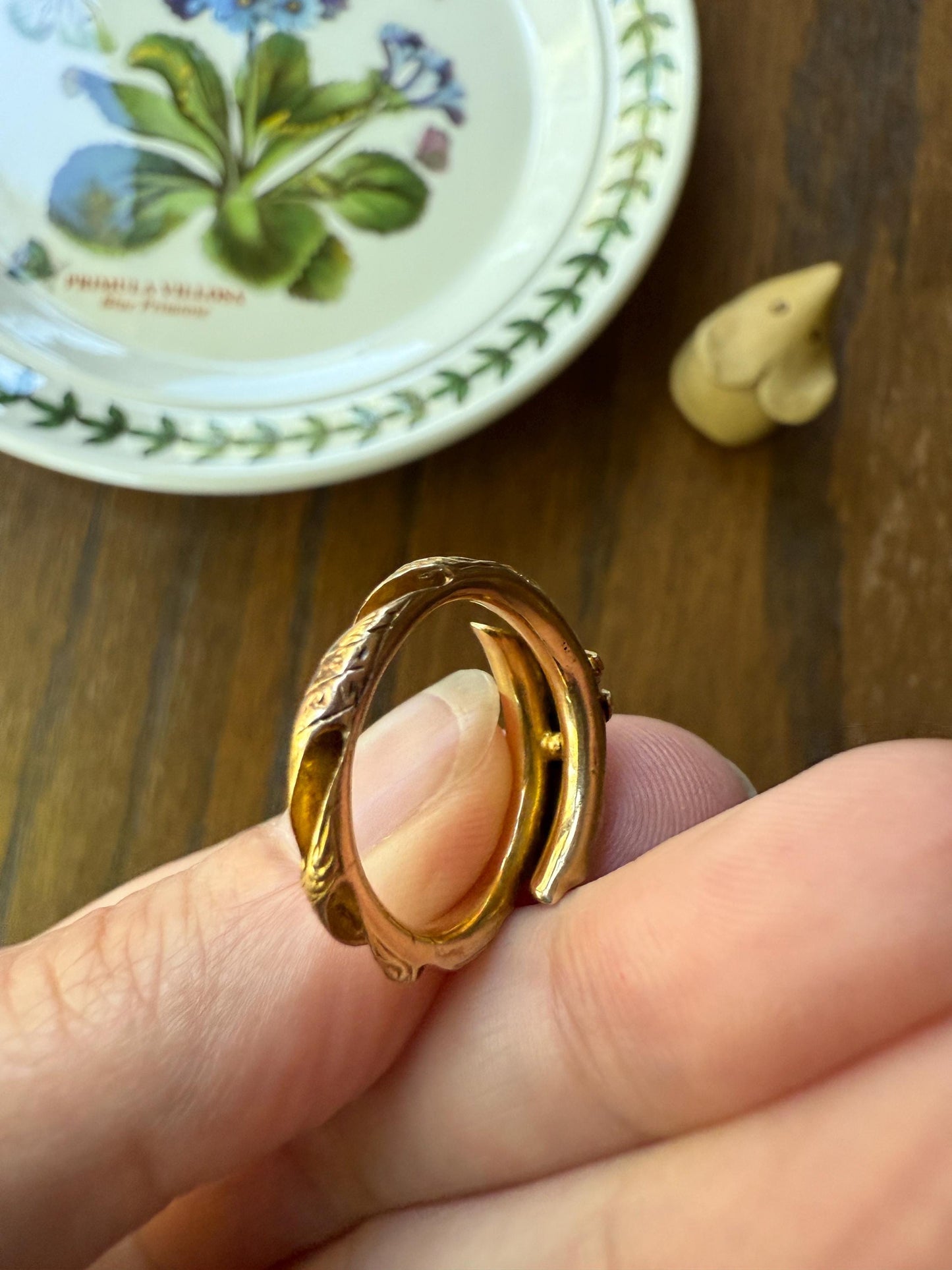 BRANCH Vine Leaf Wood Tree Rose Cut Diamonds Figural Victorian Band 14k Gold Figural Ring Comfort Fit 3D Donut Stacker Band Sentimental Gift
