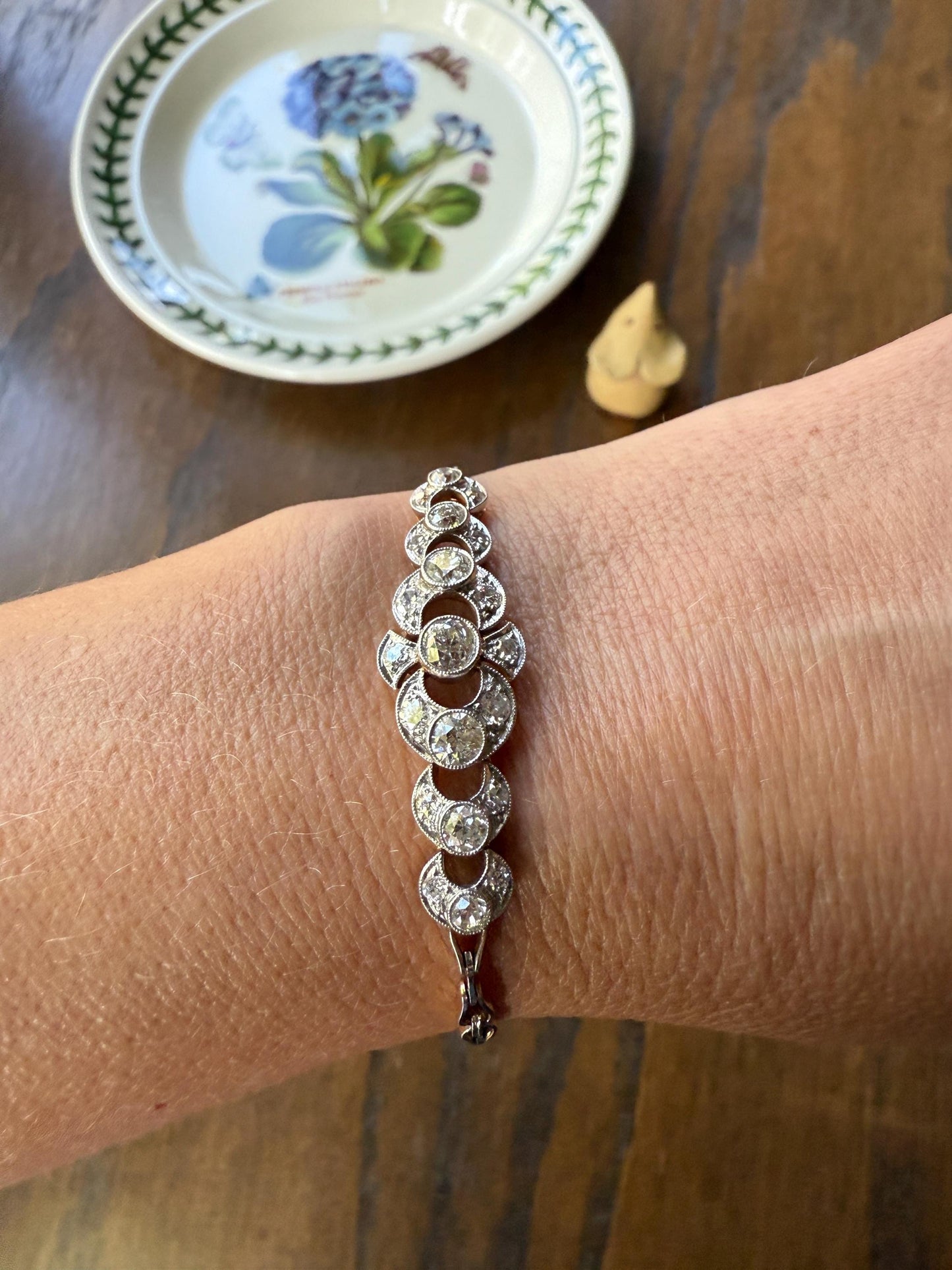 Edwardian Antique 2.25 Carat Old Mine European Cut DIAMOND Tennis Bracelet 18k Gold Platinum Bezel Set Milgrain Wriststack 2.25Ctw Stacker
