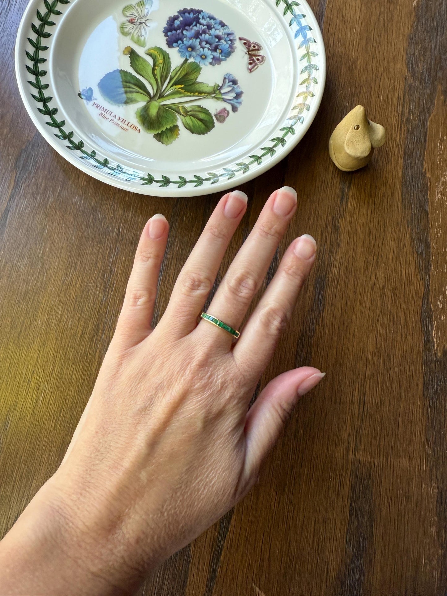 Vintage Channel Set Emerald Half Hoop Eternity Band Ring 18k Gold Skinny Line Stacker Romantic Gift Green Pair Sapphire Avail