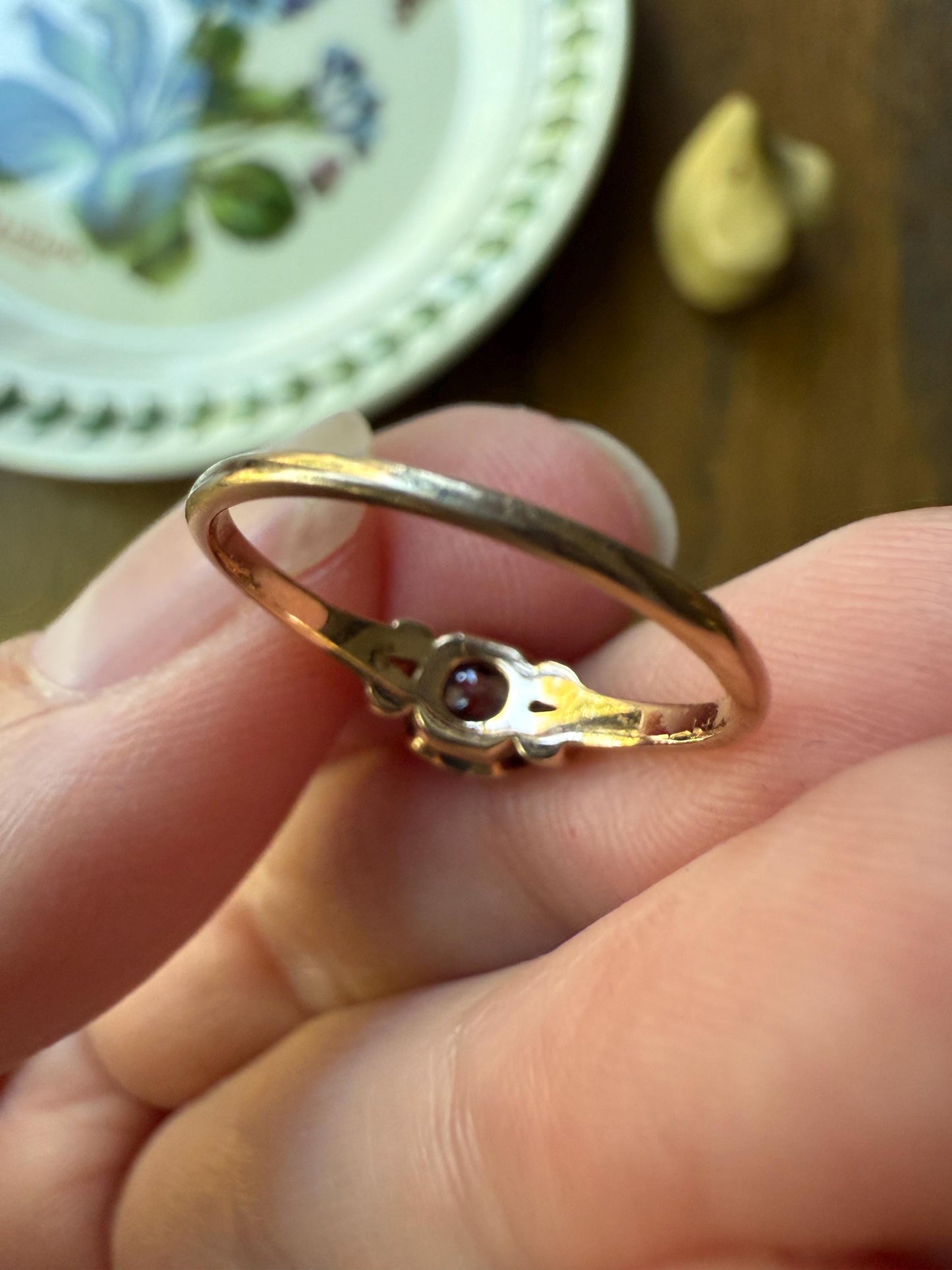 SWEETIE Victorian Antique Old European Cut DIAMOND Solitaire Engagement Wedding Buttercup Ring 14k Gold Rosy Daily Wear Pinky Stacker