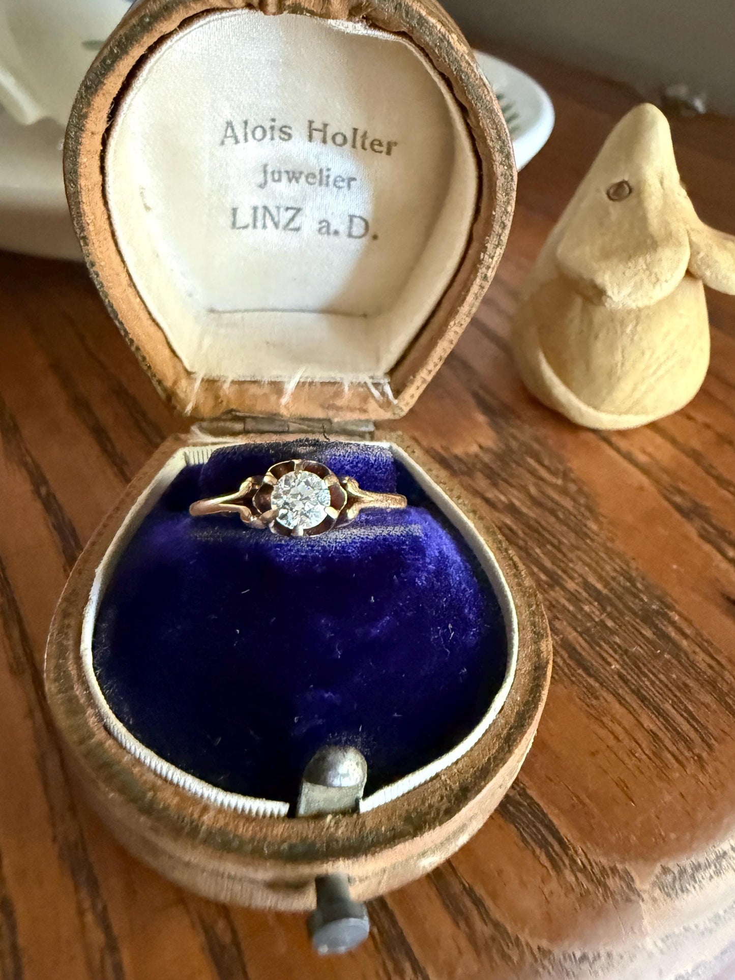SWEETIE Victorian Antique Old European Cut DIAMOND Solitaire Engagement Wedding Buttercup Ring 14k Gold Rosy Daily Wear Pinky Stacker