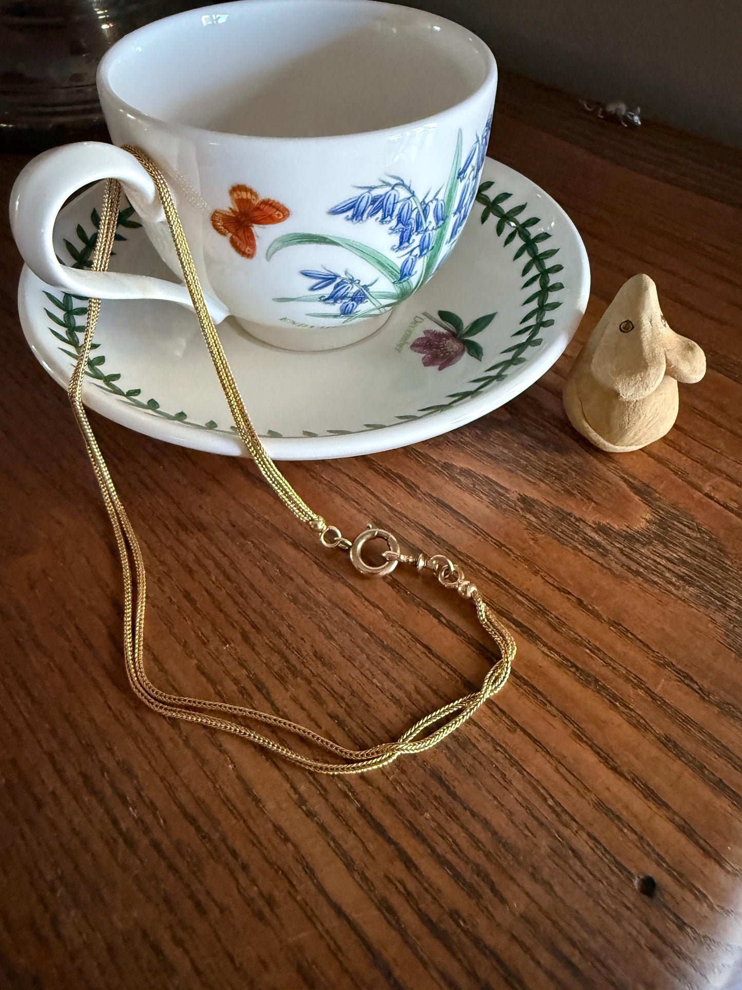 Victorian ANTIQUE Hallmark French 9.5g 18k Gold Solid Double Box Chain Watch Necklace Extender Bracelet Connector Dog Clip Pendant Holder