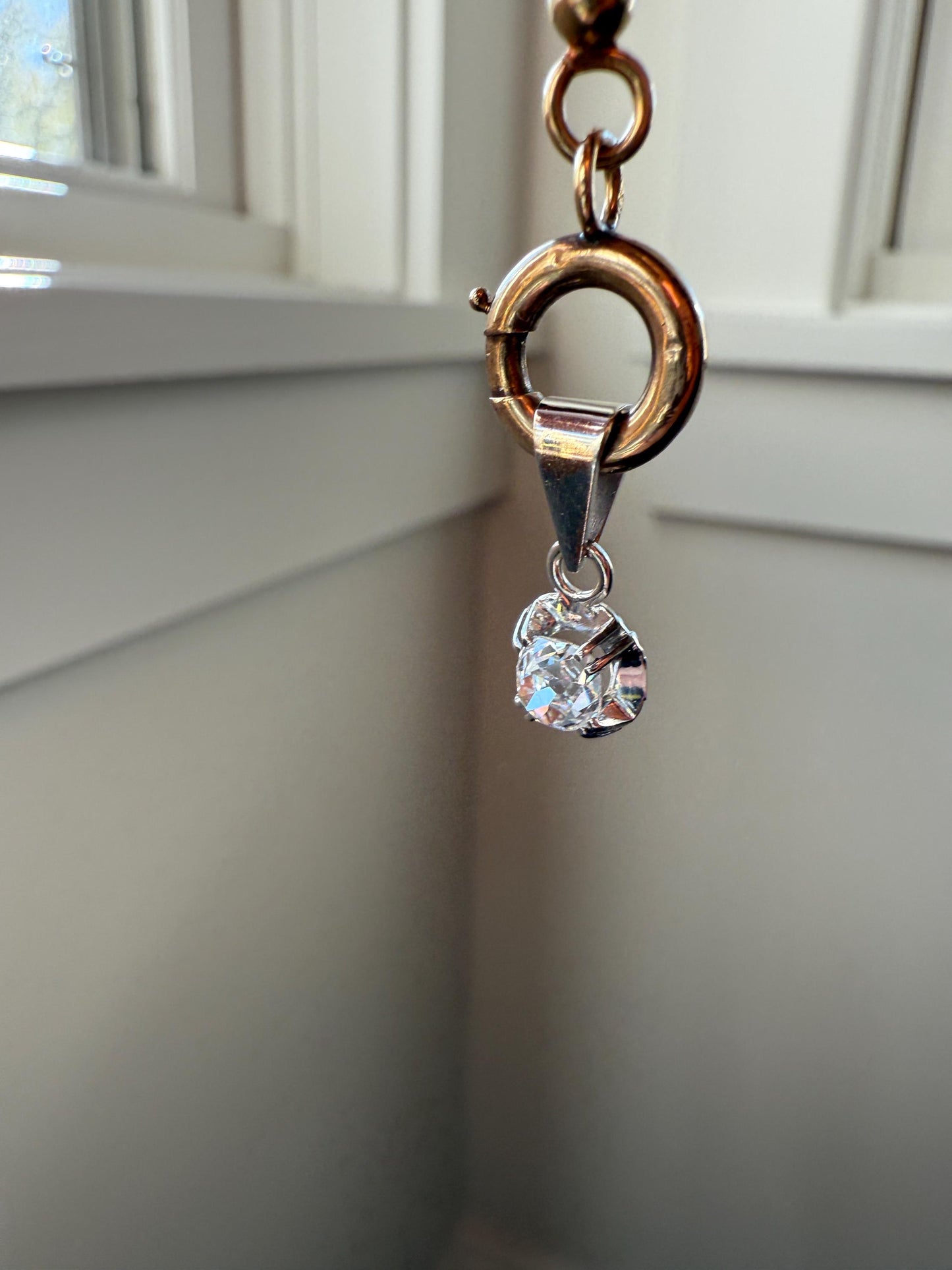 CHUNKY Eye Clean .6 Carat Old Mine Cut DIAMOND Antique 18k White Gold & Platinum Buttercup Pendant Bridal Something Old Solitaire Gift