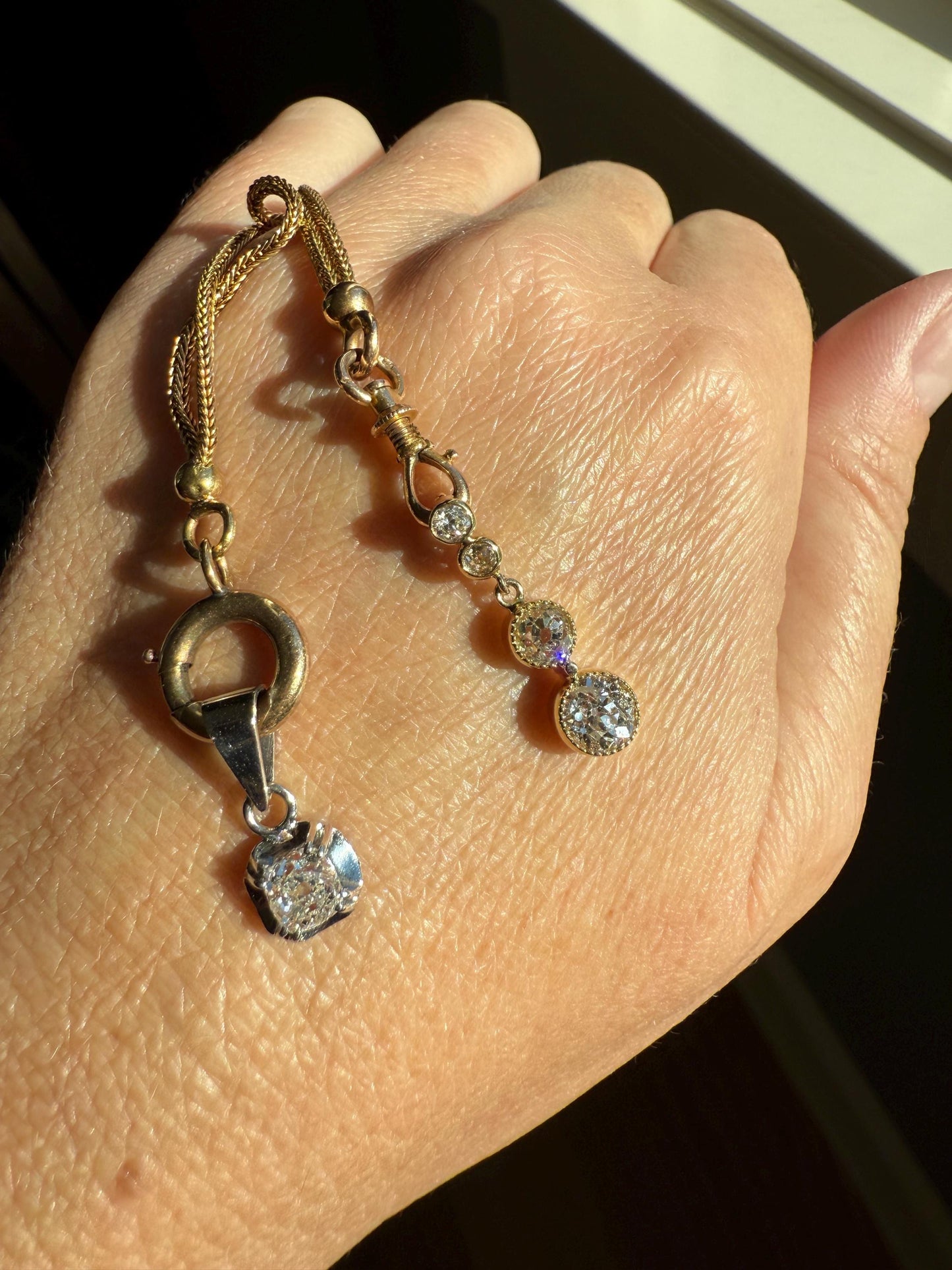 CHUNKY 1.4 Carat Old Mine Cut DIAMOND Antique 14k Gold Pendant Victorian Bezel Set Bridal Something Old Dangle Drop Four Stone 1.4ctw
