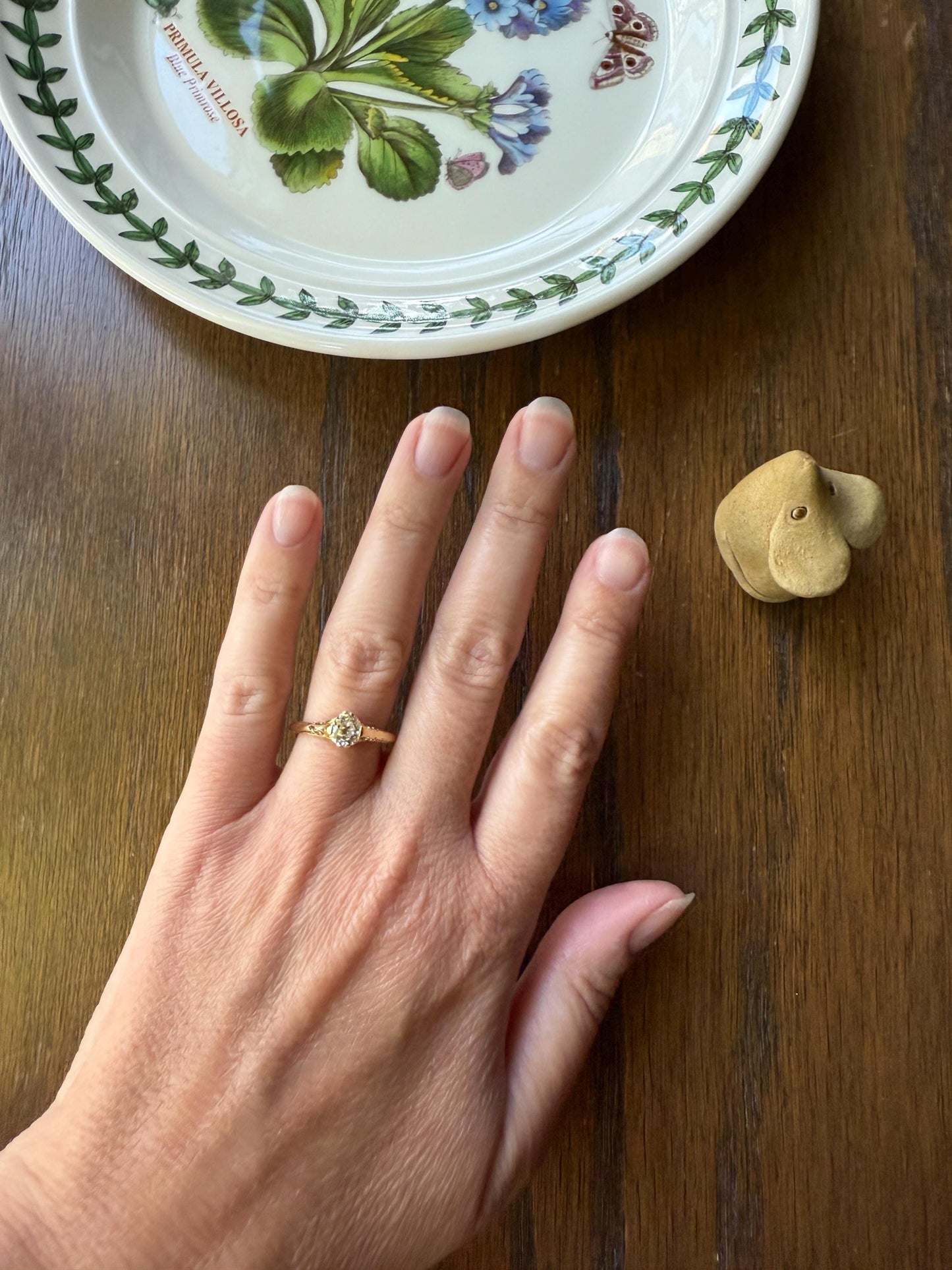 Scrolled Eye Clean Antique .7 Carat Old Mine Cut DIAMOND Solitaire Ornate Victorian Engagement Ring 18k Gold Romantic Gift Stacker .7Ctw OMC