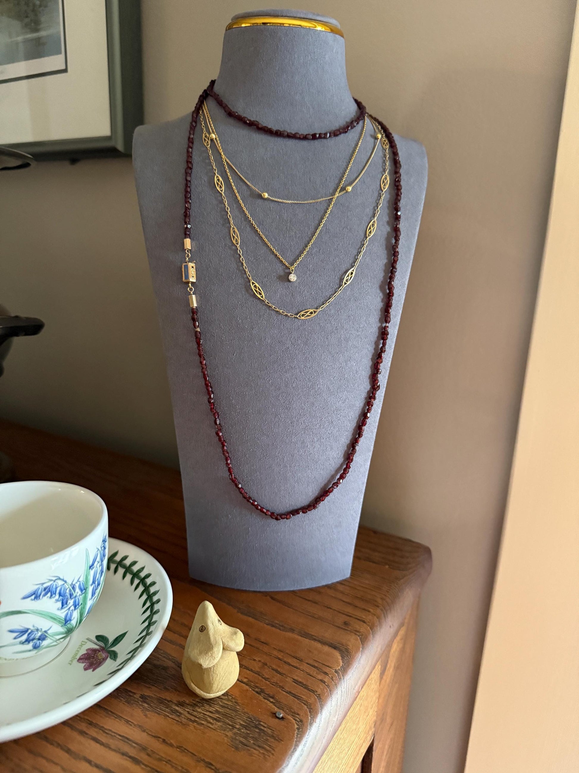 Minimalist 3.5mm Old European Cut Diamond Dainty Antique 14k Gold Pendant on Vintage 9k Gold Chain 2g 16.5" Short Milgrain Bezel Neckstack