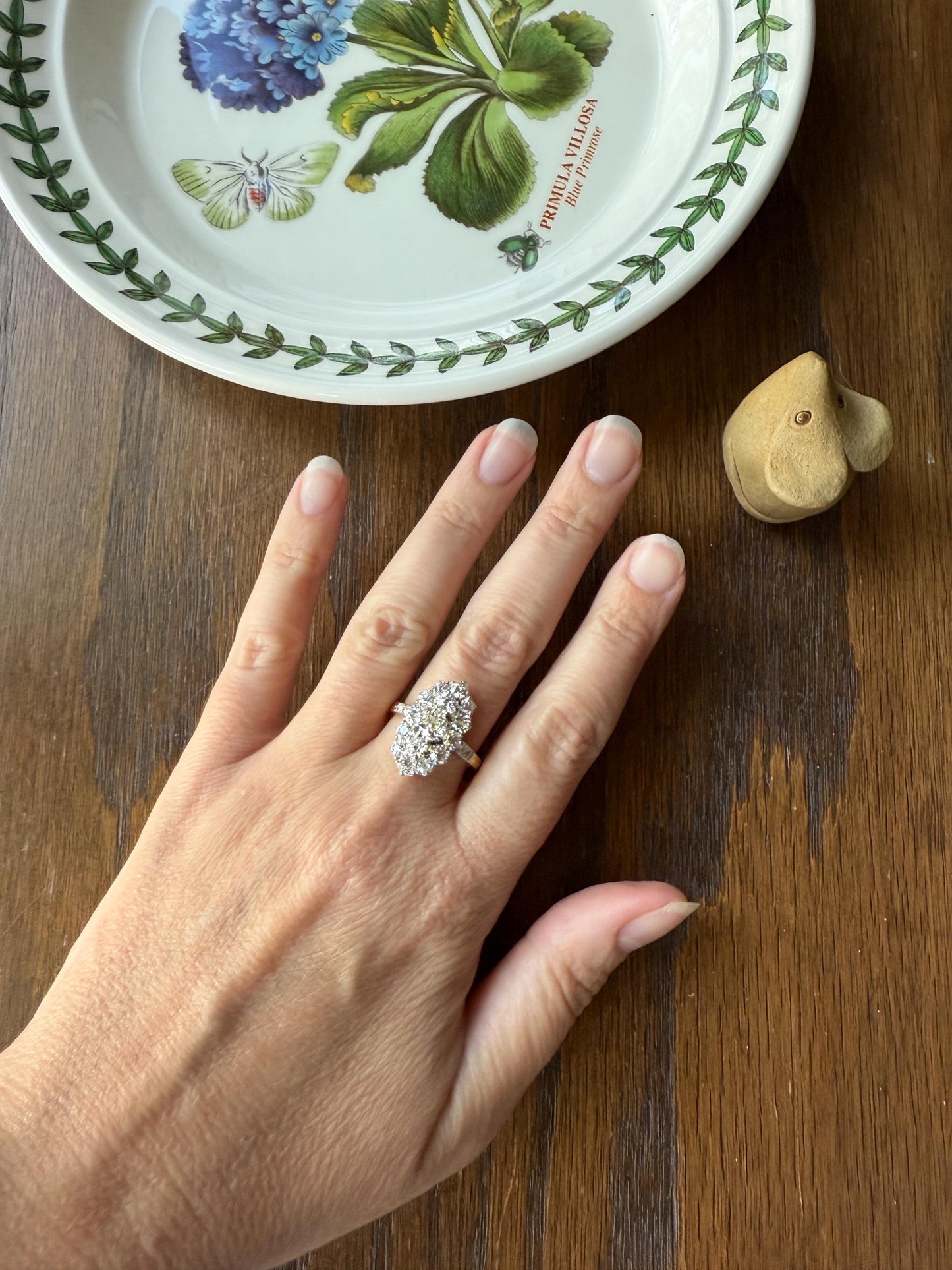 Antique 2.5 Carat Old Mine & European Cut DIAMOND Oval Navette Cluster Ring French 18k Gold Platinum Victorian Belle Epoque Ct OMC