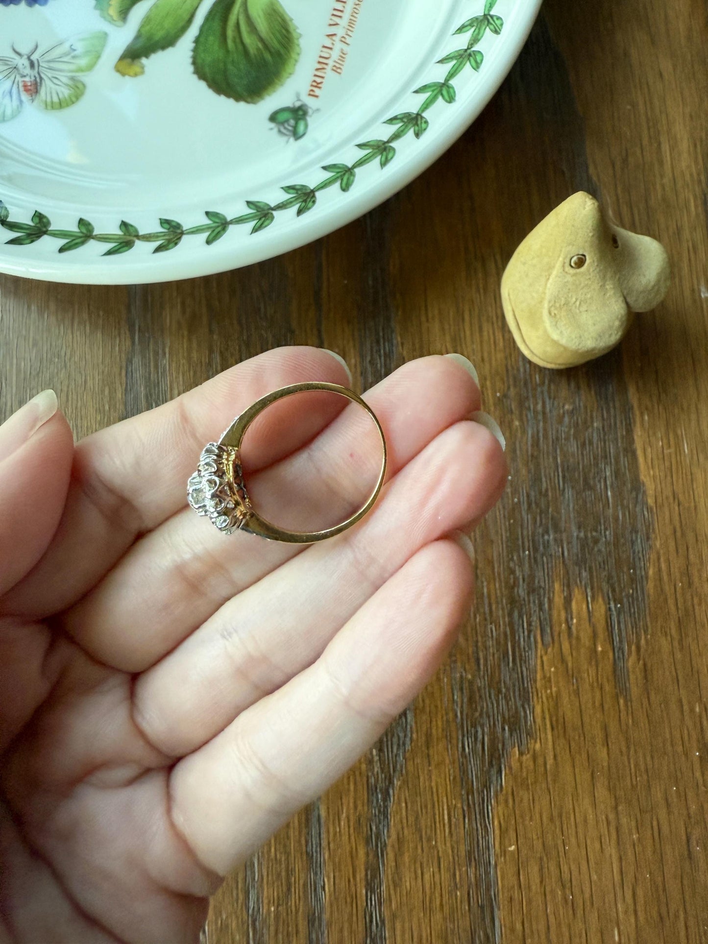 Antique 2.5 Carat Old Mine & European Cut DIAMOND Oval Navette Cluster Ring French 18k Gold Platinum Victorian Belle Epoque Ct OMC