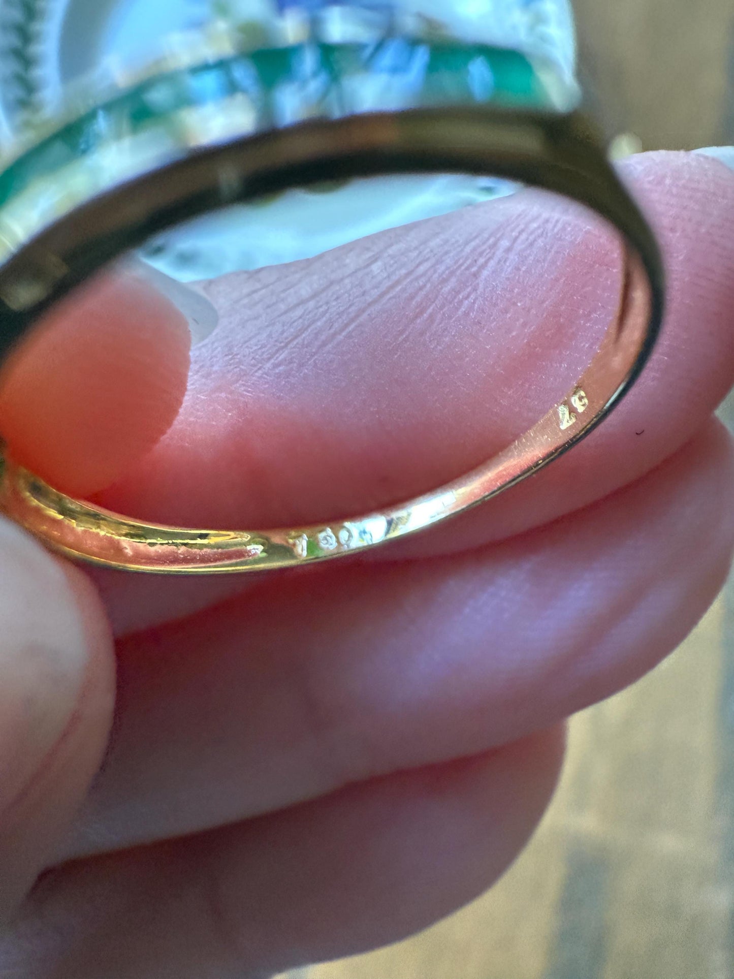 Vintage Channel Set Emerald Half Hoop Eternity Band Ring 18k Gold Skinny Line Stacker Romantic Gift Green Pair Sapphire Avail