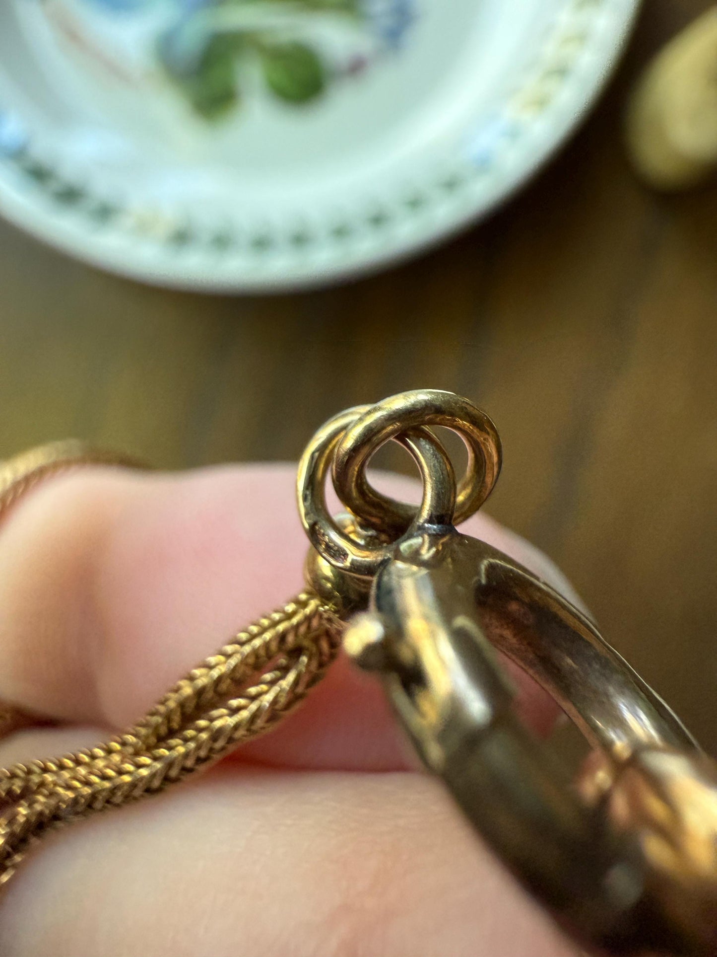 Victorian ANTIQUE Hallmark French 9.5g 18k Gold Solid Double Box Chain Watch Necklace Extender Bracelet Connector Dog Clip Pendant Holder