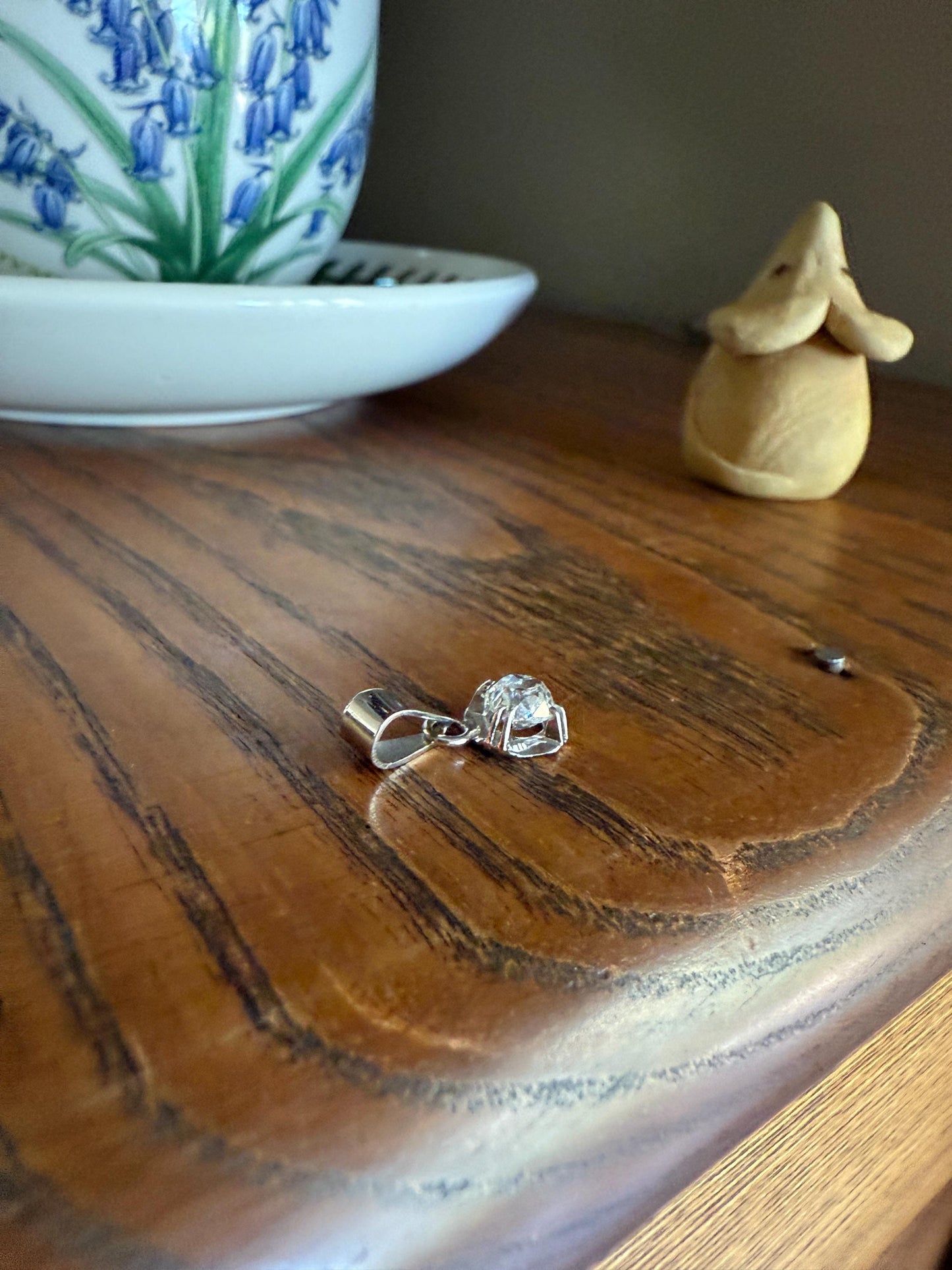CHUNKY Eye Clean .6 Carat Old Mine Cut DIAMOND Antique 18k White Gold & Platinum Buttercup Pendant Bridal Something Old Solitaire Gift