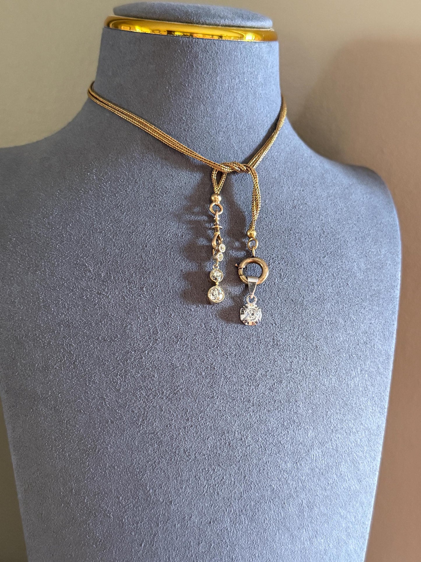 CHUNKY Eye Clean .6 Carat Old Mine Cut DIAMOND Antique 18k White Gold & Platinum Buttercup Pendant Bridal Something Old Solitaire Gift