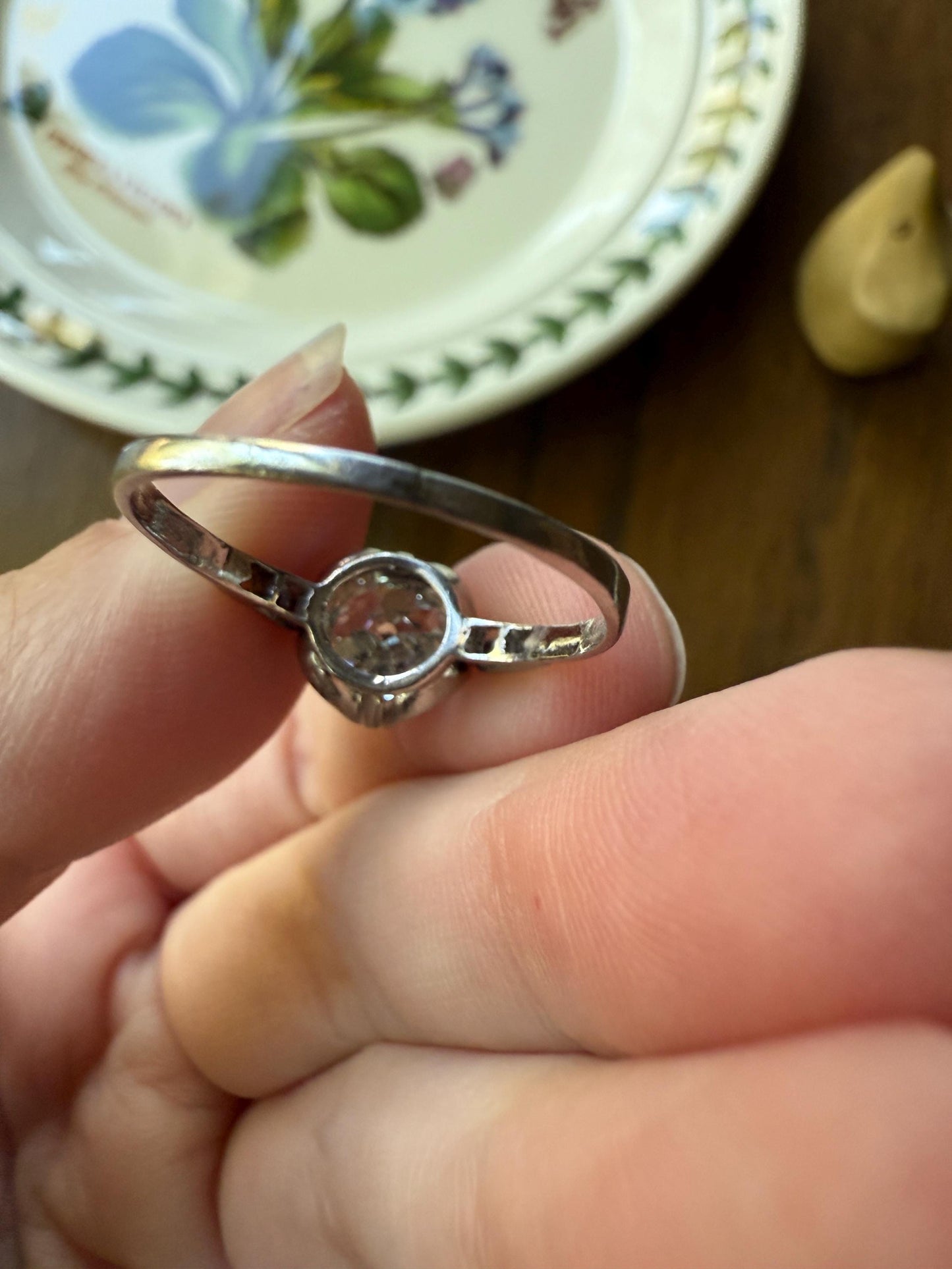 Antique 2 CARATS Tdw Old Mine Cut DIAMOND Solitaire French Engagement Ring with Rose Cut Accents Platinum Stacker Love Gift Spready OMC