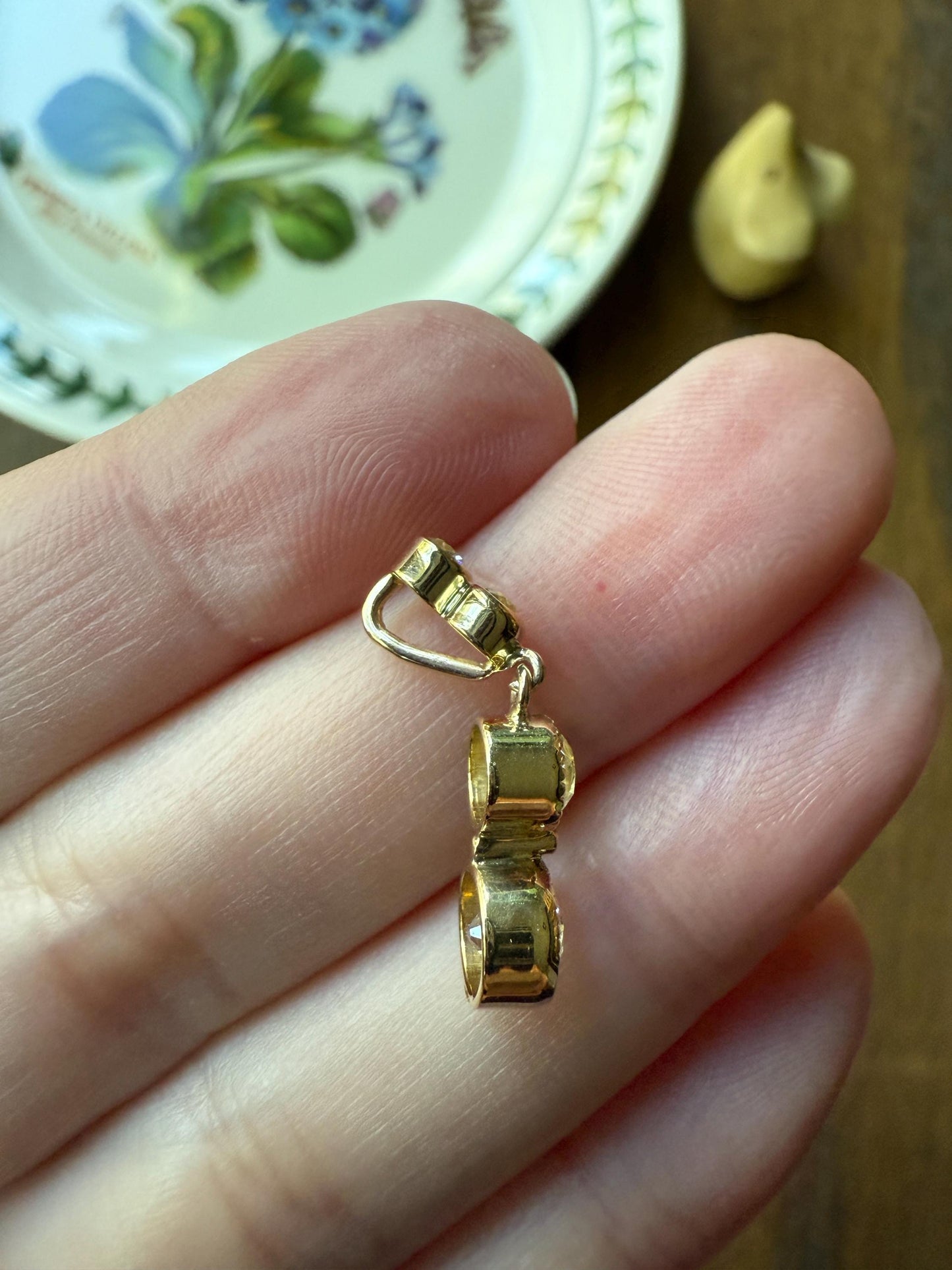 CHUNKY 1.4 Carat Old Mine Cut DIAMOND Antique 14k Gold Pendant Victorian Bezel Set Bridal Something Old Dangle Drop Four Stone 1.4ctw