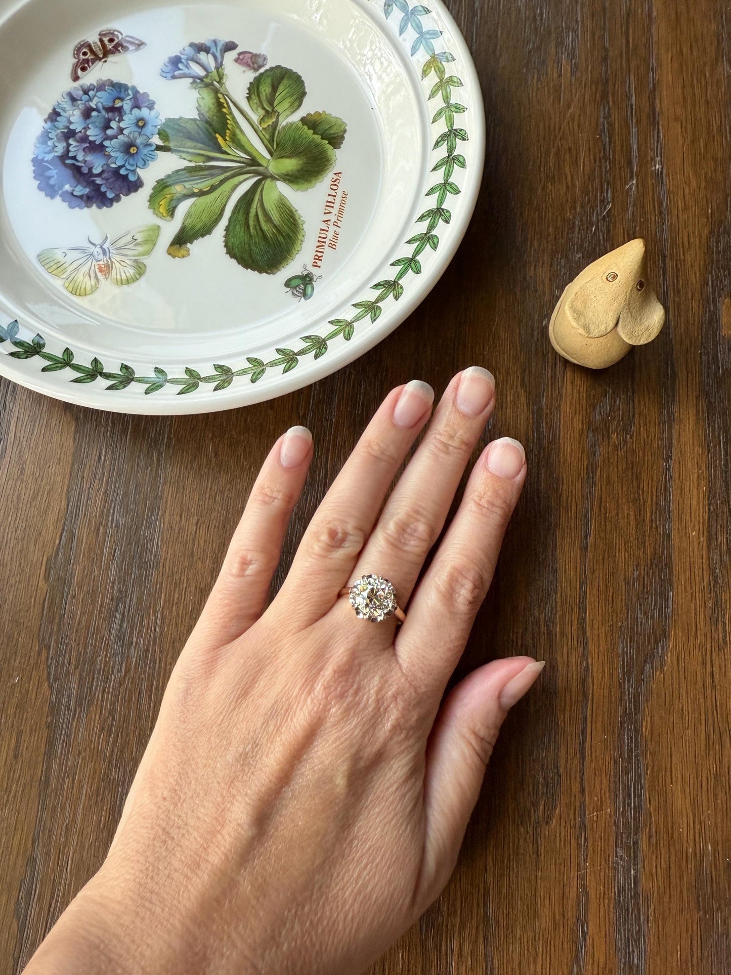 Special French Original Antique 3.5 CARAT Old European Cut DIAMOND Eye Clean Solitaire Engagement Ring 18k Rosy Gold Platinum Fiery OEC