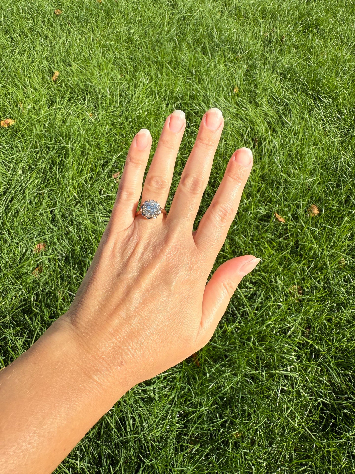 Special French Original Antique 3.5 CARAT Old European Cut DIAMOND Eye Clean Solitaire Engagement Ring 18k Rosy Gold Platinum Fiery OEC