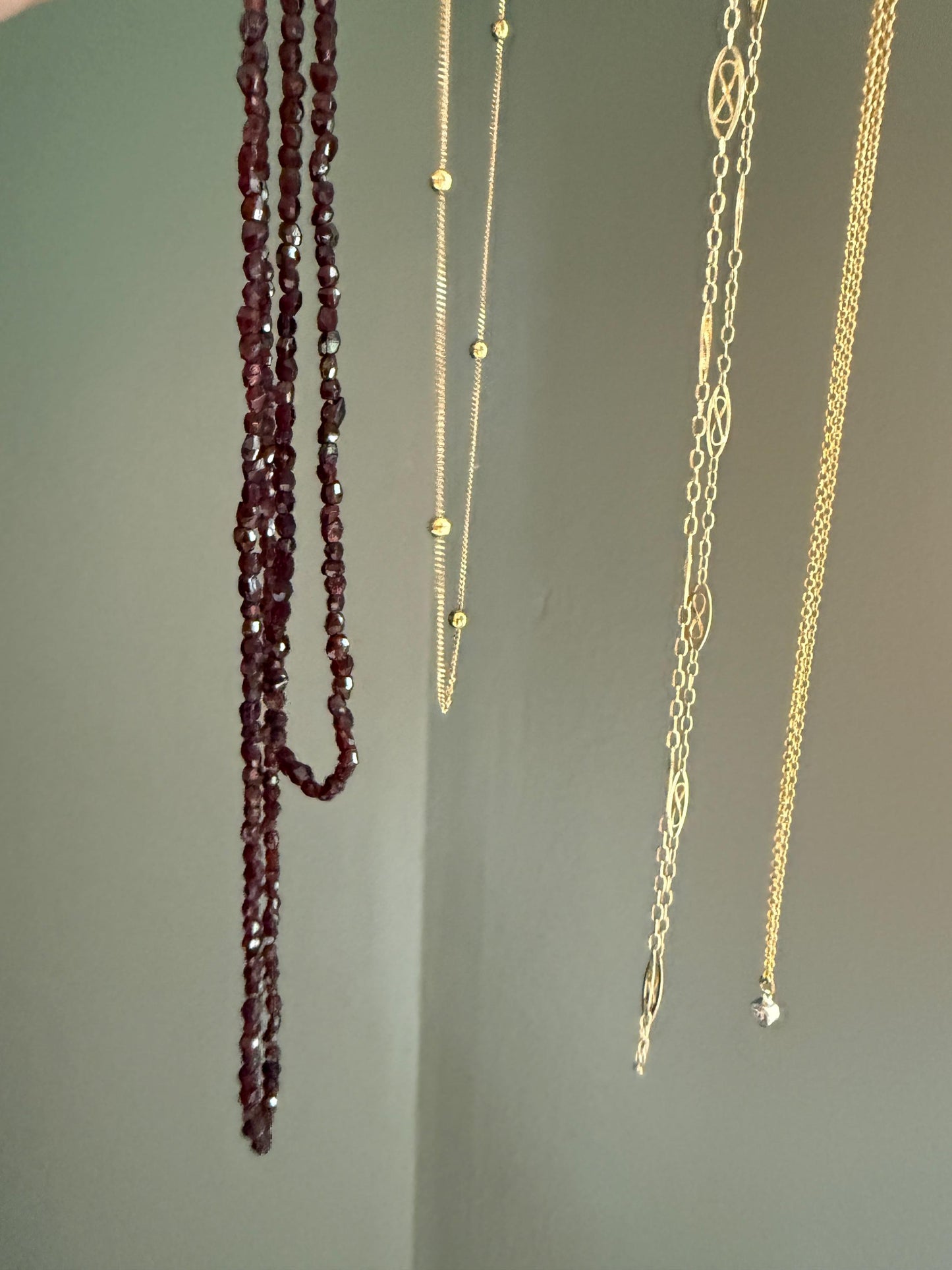 Dainty Vintage Mini Bead Chain 18k Gold Pearls 15" Short Necklace Solid Ball Rivet 2.4g Minimalist Layering Shimmer Glow Choker