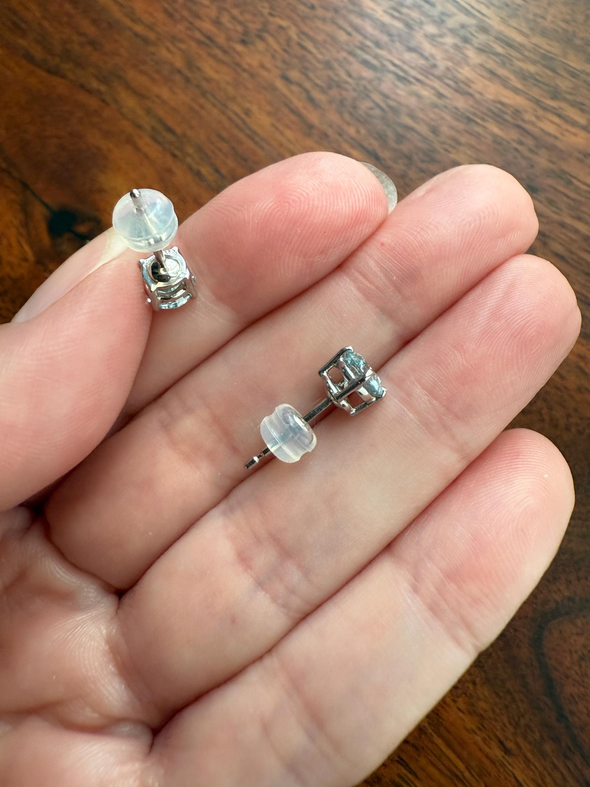 FIERY Fancy Intense Greenish Blue DIAMOND 1.2 Carat Stud Earrings Natural Enhanced w/ Certificates Earstack .6 Each Daily Wearers Minimalist