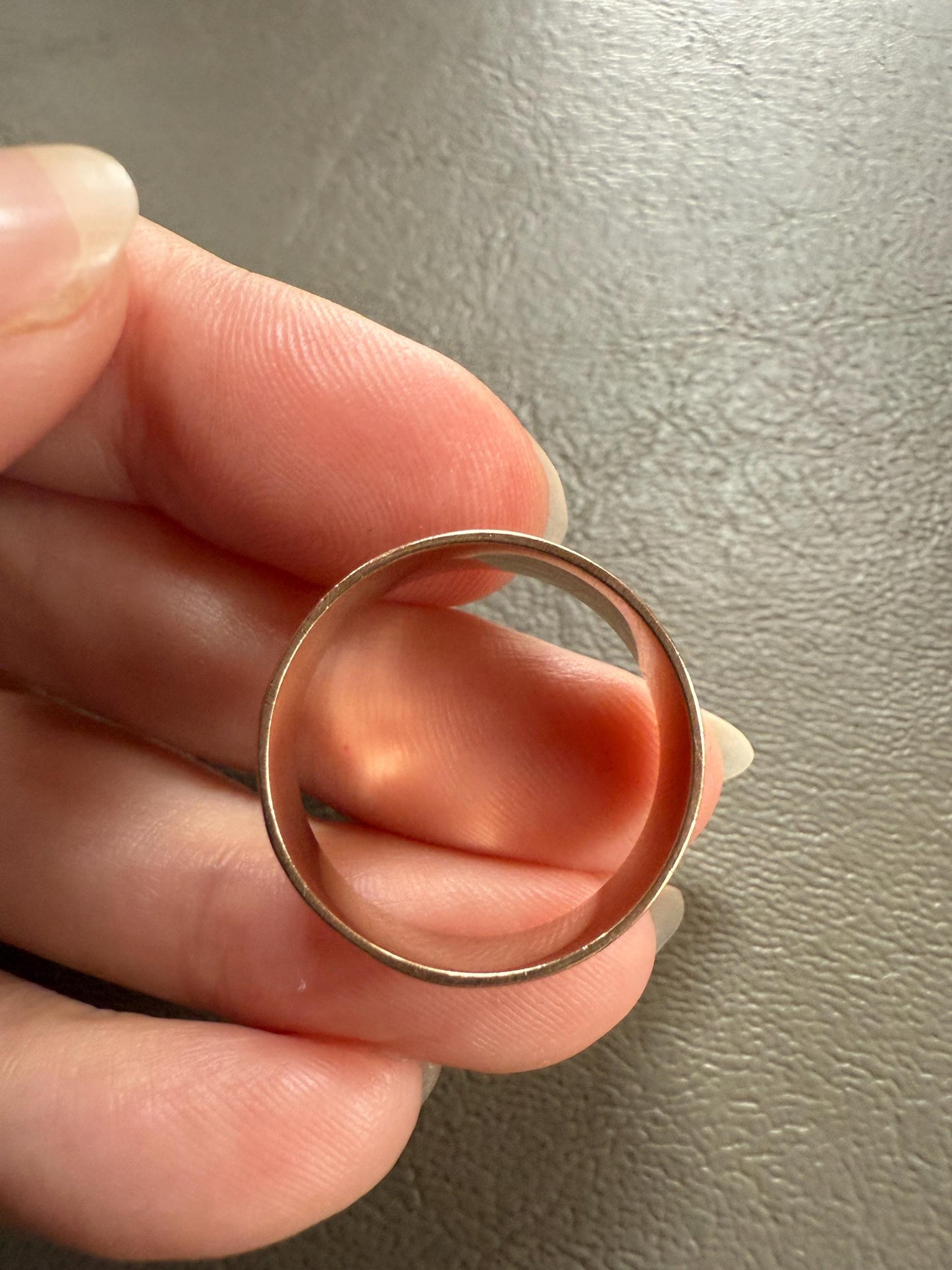 LEAVES Victorian Wedding Ring 7mm Wide Cigar Band Antique 10k Gold Solid Rosy Eternity Stacker Romantic Gift Geometric Double Line Leaf Vine