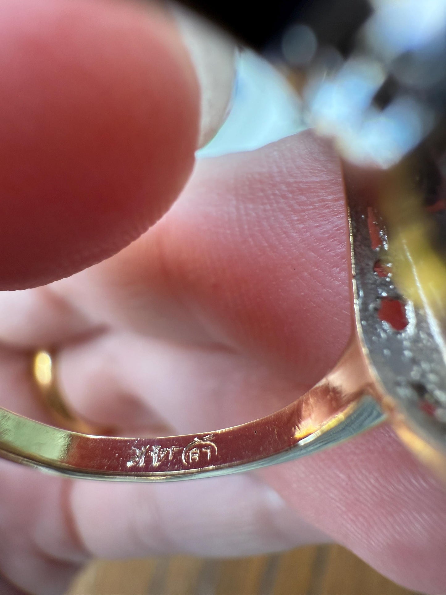 Scalloped Oval Antique Old Single Cut Diamond Open Work Shield Panel Ring 14k Two Tone Gold Cocktail Stacker Marquise Illusion Starburst