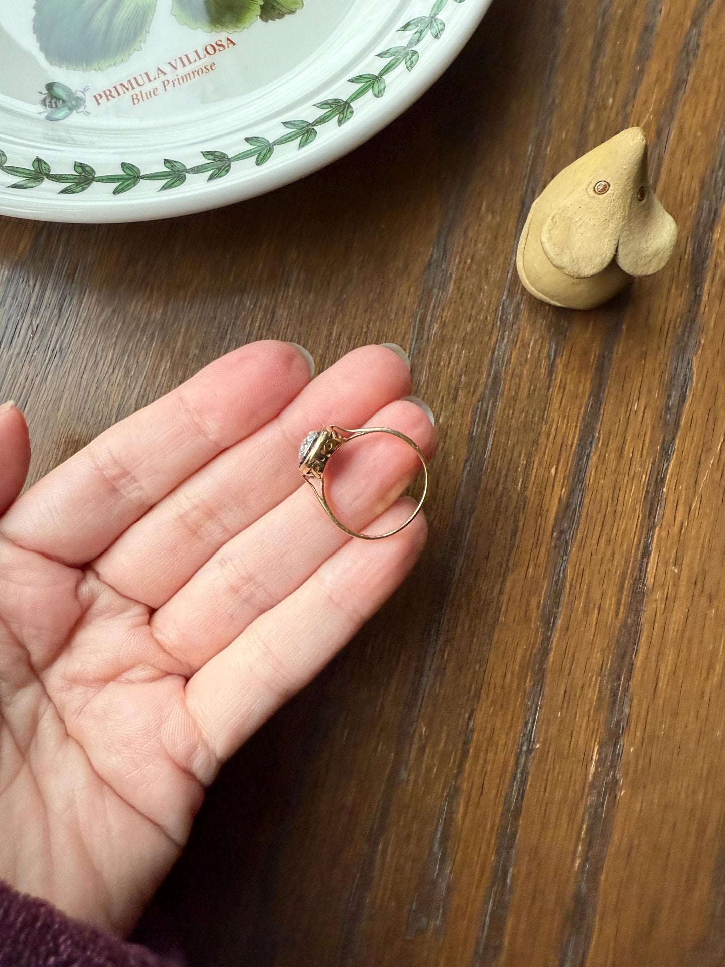 OVAL Rose Cut Diamond Carre Trapezoid Sapphire HALO Ring French Antique 18k Gold Edwardian Ornate Tall Stacker OmC Blue Channel Set