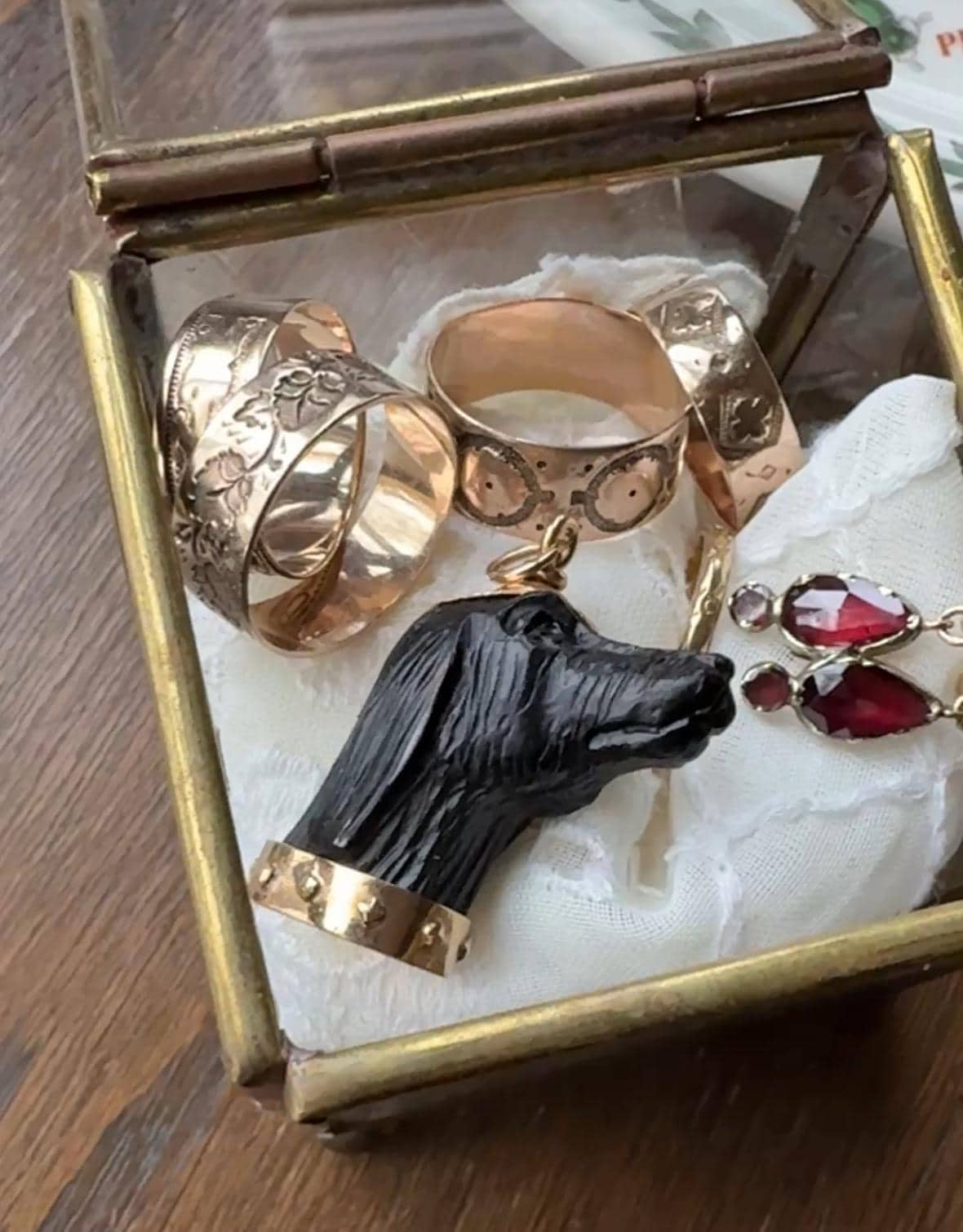 Teardrop Dangles Antique PERPIGNAN GARNET Earrings 18k Gold 14k Ear Wires French Dormouse Rose Cut Closed Back Almandine Glowing