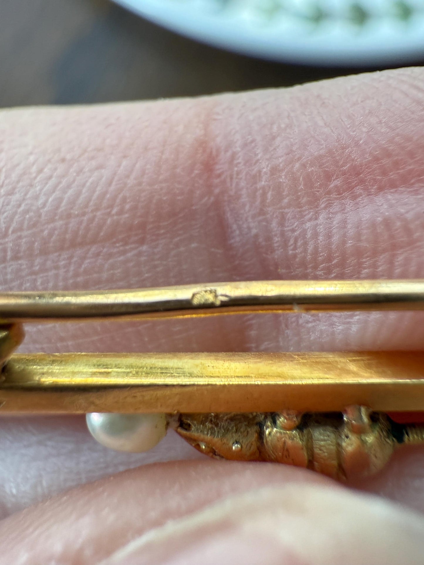 Twinning with MOUSE Victorian Figural Safety Pin Bar Brooch for Pendant Charm Holder French Antique 18k Gold Solid Extender Connector