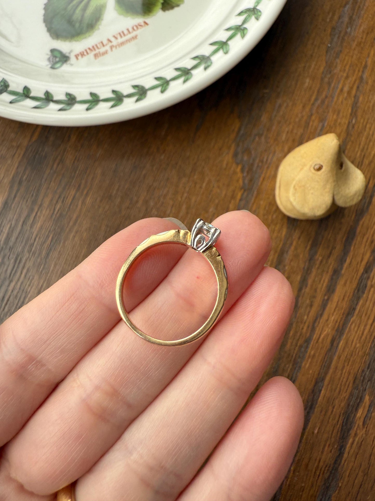 FORGET Me NOT Floral Sweetie Antique Old European Cut Diamond Solitaire Engagement Wedding Ring Stacker Band 14k Gold JR Wood Art Deco