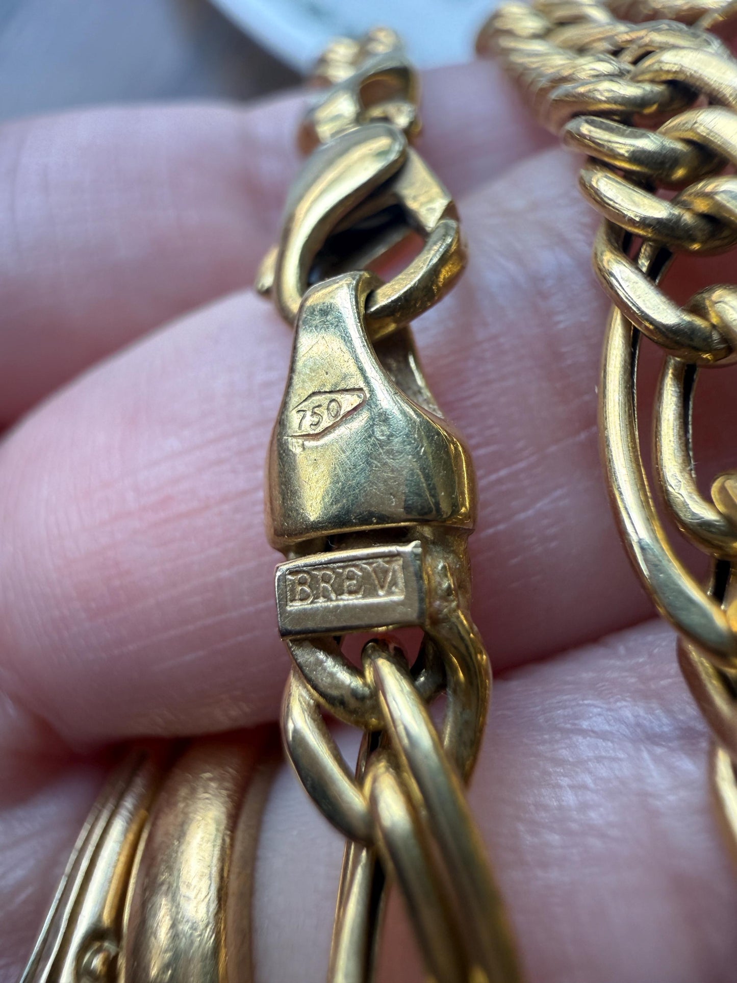 Oval Loop Vintage 12.9g 18k GOLD Solid Chunky Chain Necklace Alternating Curb Braid Links 17.75" Collar 5.8mm Wide Layering