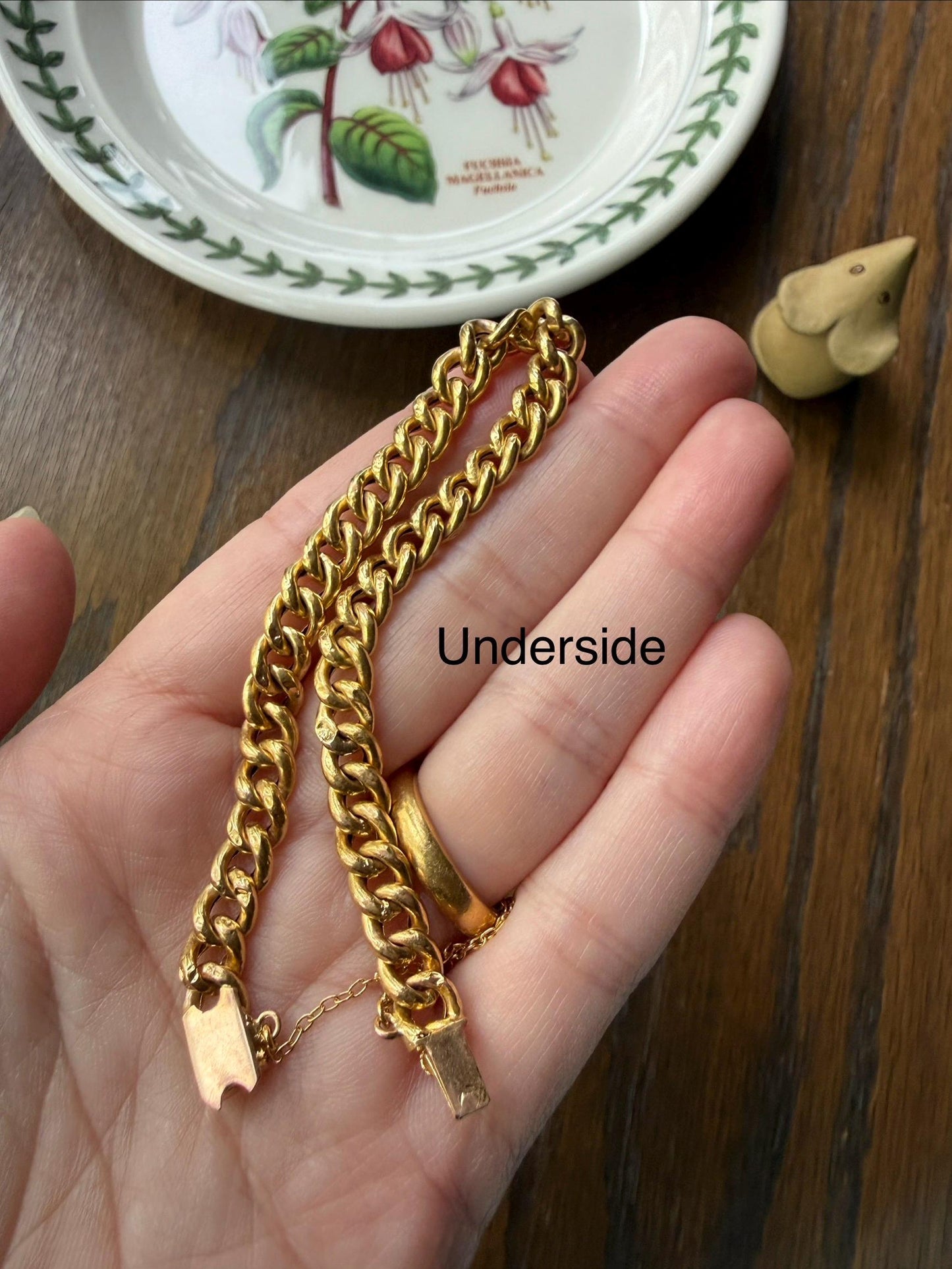 French Antique 18k Gold Embossed and Faceted Cuban Curb Link Chain Bracelet Gold Wriststack Shimmer Gift