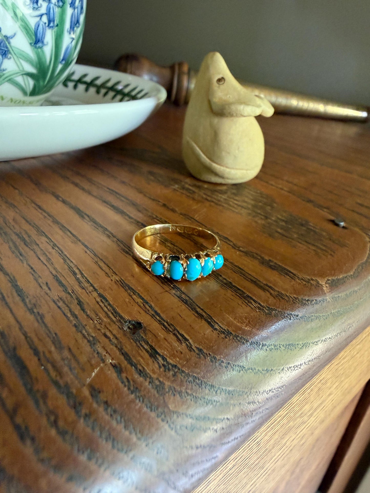 Victorian c1896 Antique 2.75g 18k Gold TURQUOISE Five Stone Band Ring At Cost of Materials Stacker