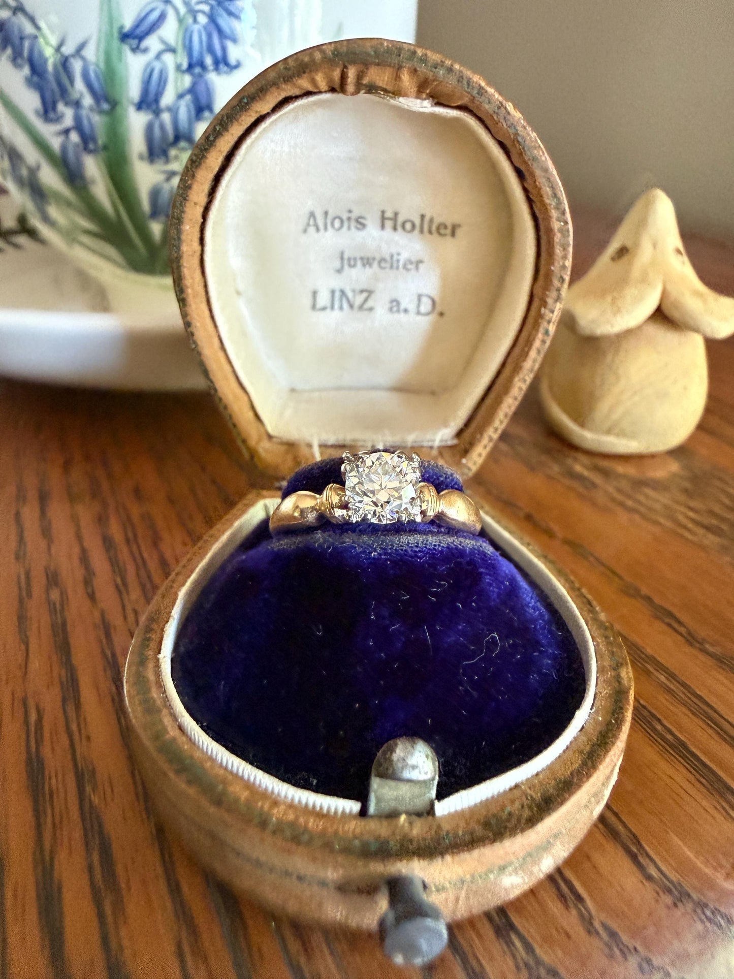 Antique .7 Carat Old European Cut DIAMOND Solitaire Engagement Ring Stacker 14k Yellow Gold Wedding Something Old Daily Wear Prong Set Gift