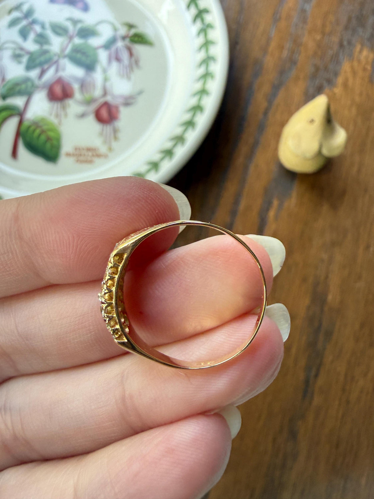 Antique 21 Natural Old Rose Cut DIAMONDS Angled GRID Triple Row Cobblestone 18k Gold Ring Stacker Pave Encrusted Wide Band Sparkle
