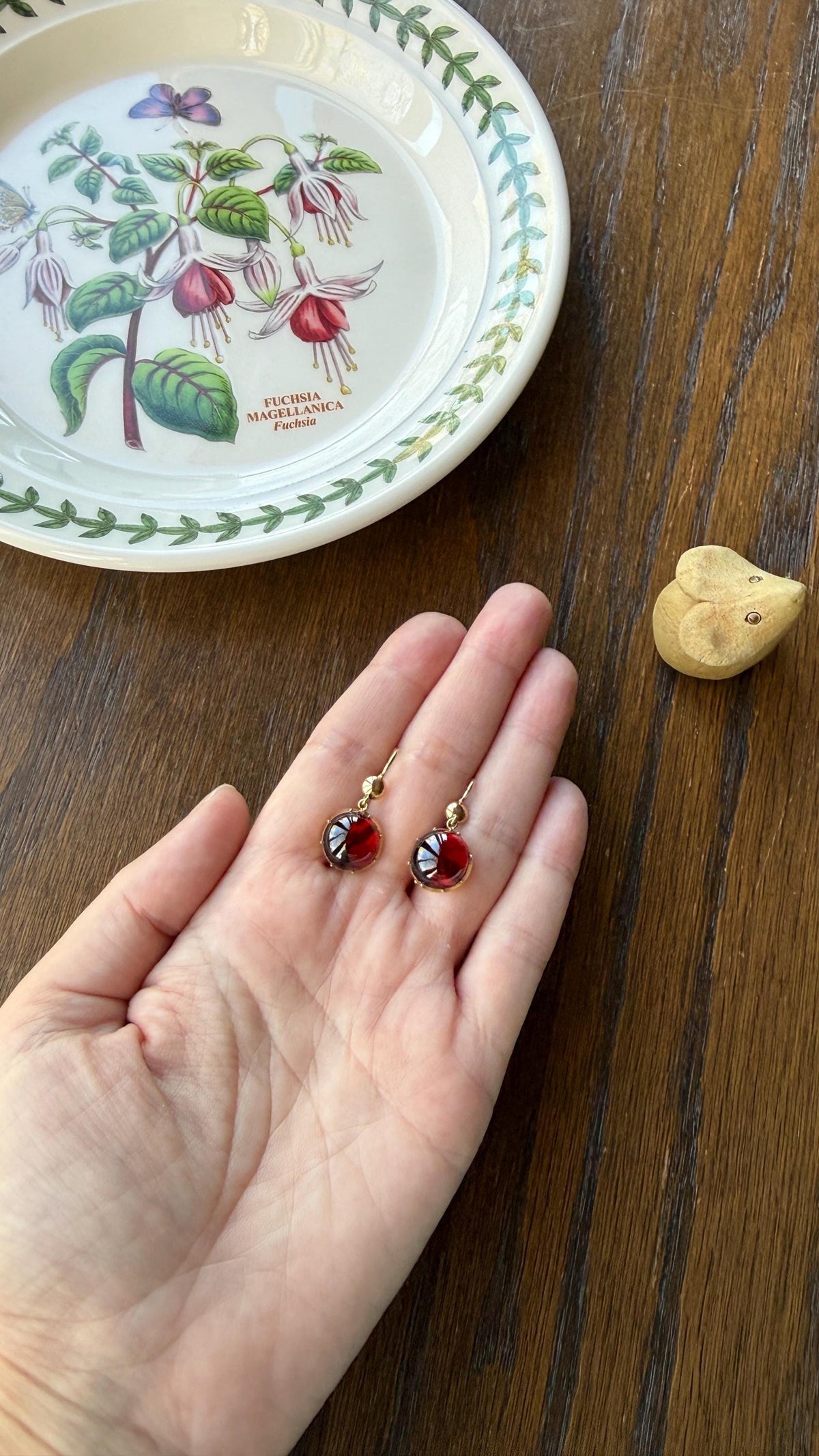 Antique Juicy GARNET Earrings French 18k Gold Collet Set Dangle Glowing Gumdrops Holiday Gift Crimson Berry Red Drops Georgian Victorian