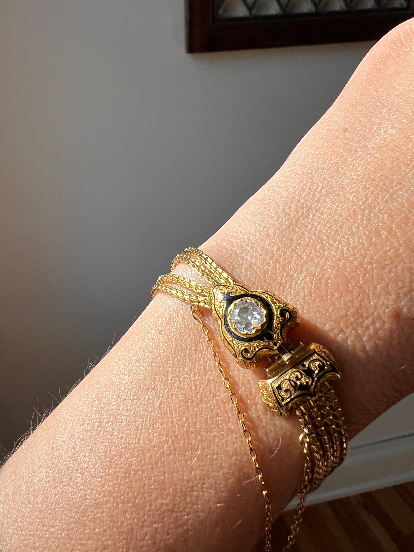 Rare VICTORIAN Antique French .75 Carat Old Mine Cut DIAMOND Bracelet in Box