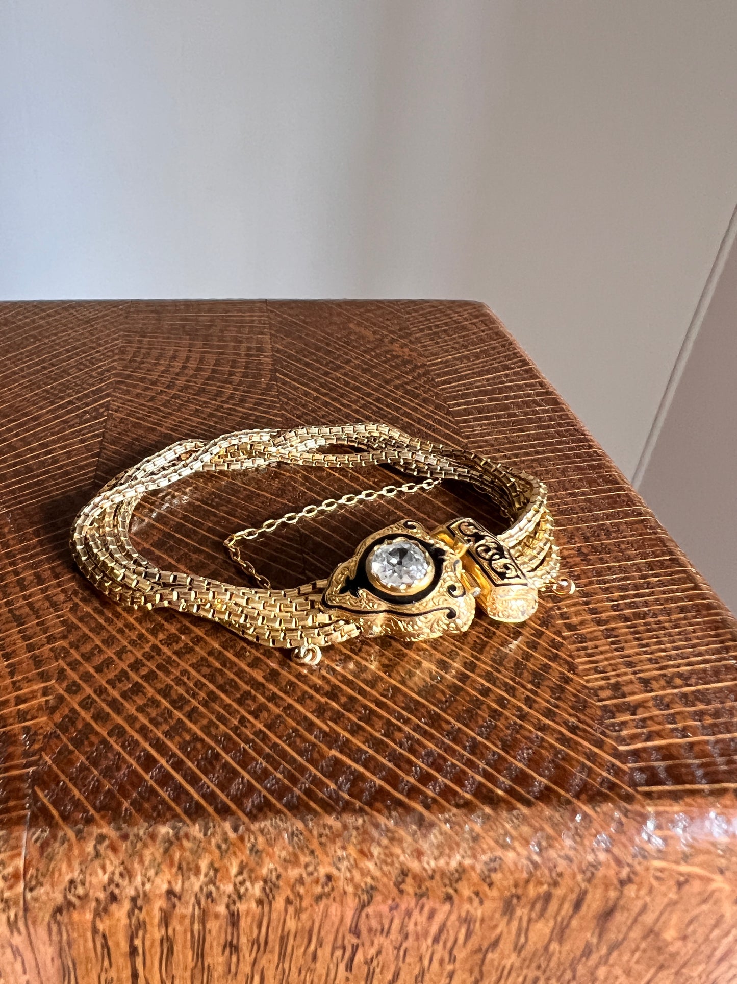 Rare VICTORIAN Antique French .75 Carat Old Mine Cut DIAMOND Bracelet in Box